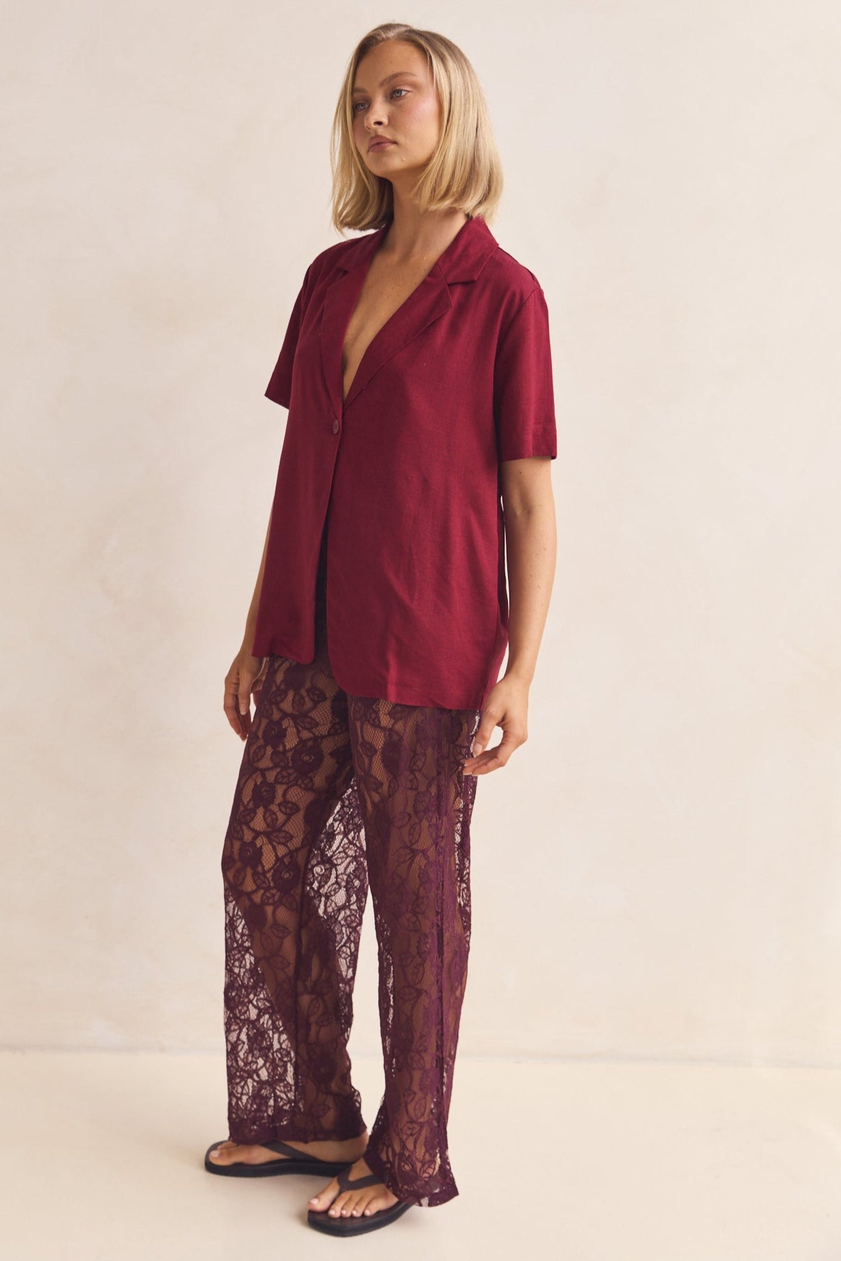 Mirabelle Women's Burgundy Casual Shirt - Stylish & Comfortable Blouse for Work, Office, and Everyday Wear