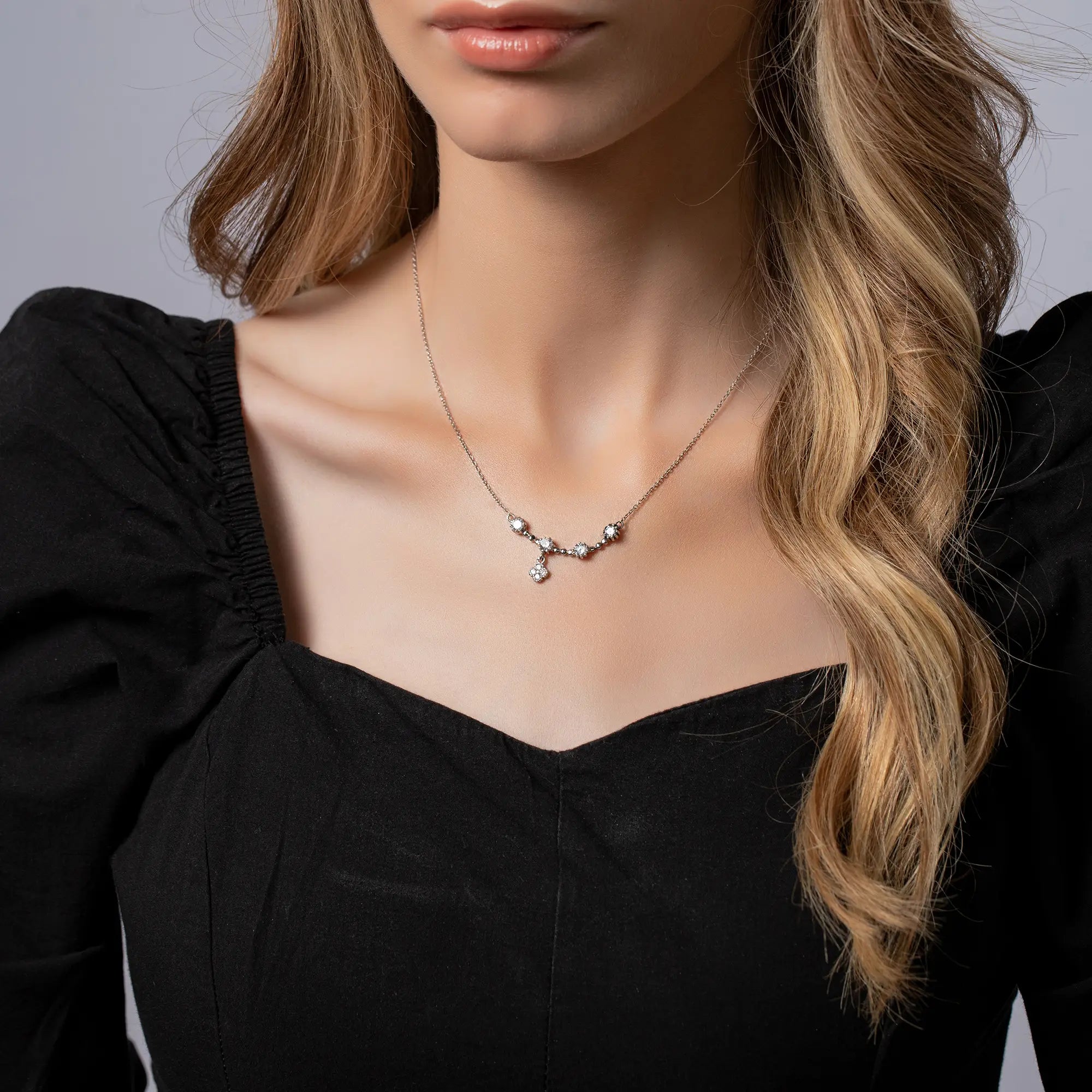 Elegant Stainless Steel Station Necklace for Women - Minimalist Layering Pendant Jewelry Gift for Her - Perfect for Everyday Wear, Date Nights & Special Occasions