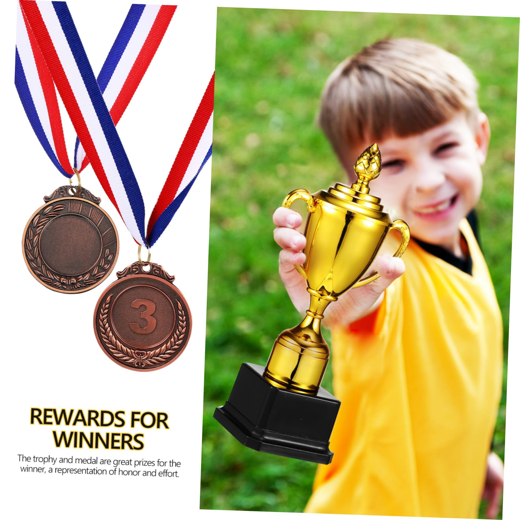 KOMBIUDA Plastic Trophy Toy - Gold Award Trophy for Kids Competition, Sports & School Rewards - Perfect for Birthday Parties, Classroom Prizes & Team Celebrations