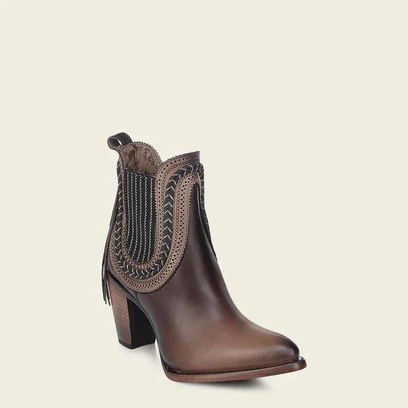 3F0KRS Women's Brown Cowhide Ankle Boots - Stylish & Comfortable Leather Booties for Casual Wear, Office & Date Night Outfits
