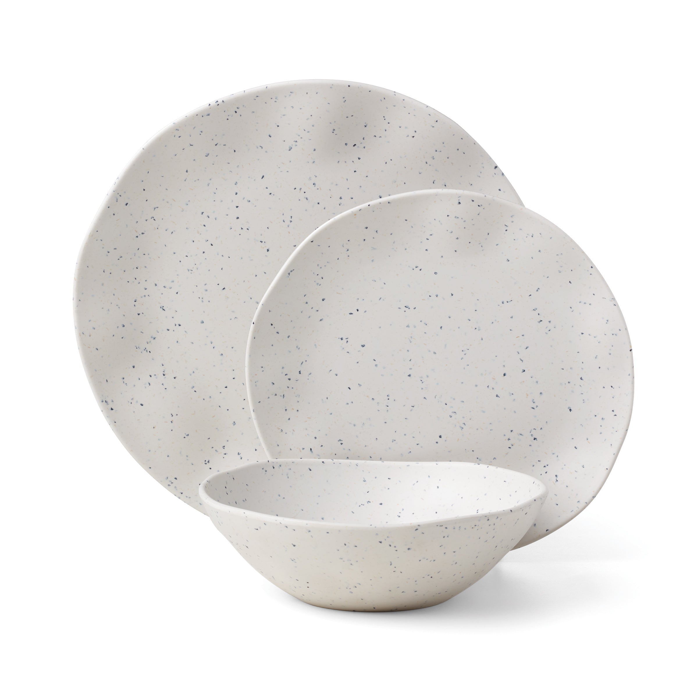 Stylish Terrazzo Melamine 12-Piece Dinnerware Set - Durable & Lightweight for Outdoor Dining, Picnics, and Everyday Use