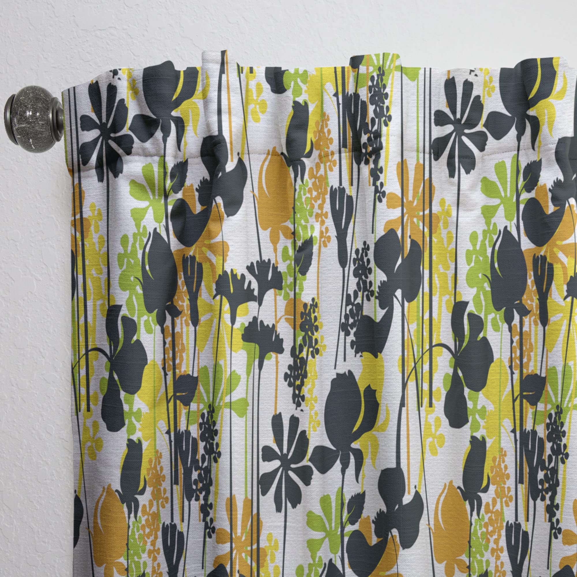 DesignQ Summer Meadow Black Silhouette Curtains - Thermal Insulated Single Panel 52x63 - Elegant Window Treatments for Bedroom & Living Room | Perfect for Energy Efficiency & Home Decor