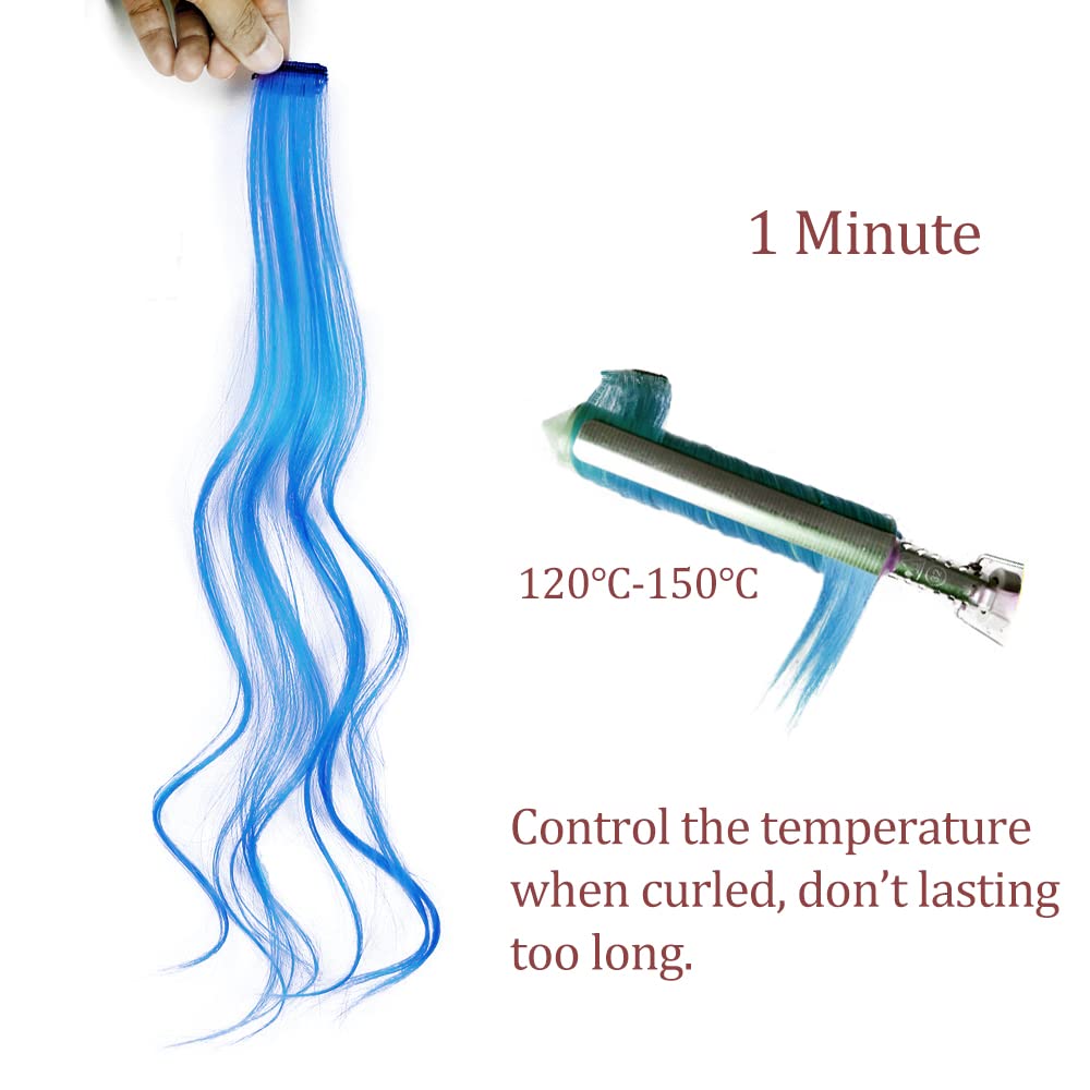 12PCS Blue Clip-in Hair Extensions 22 Inch - Vibrant Colored Synthetic Hair Extensions for Women & Kids - Perfect for Cosplay, Parties & Daily Styling (12 Pieces, Blue)