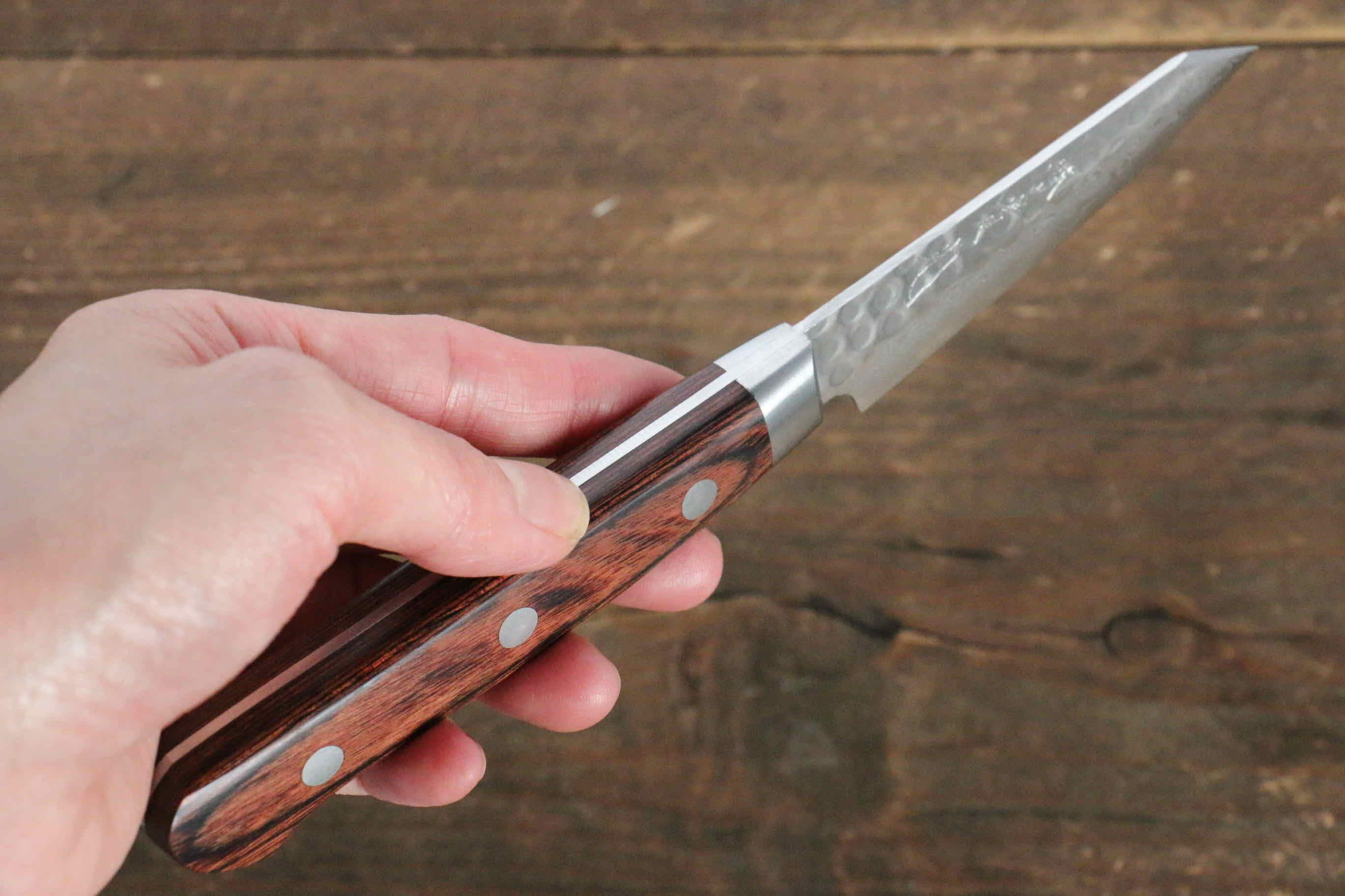Jikko VG10 17-Layer Damascus Steel Paring Knife 70mm with Mahogany Handle - Perfect for Peeling, Slicing & Precision Kitchen Tasks