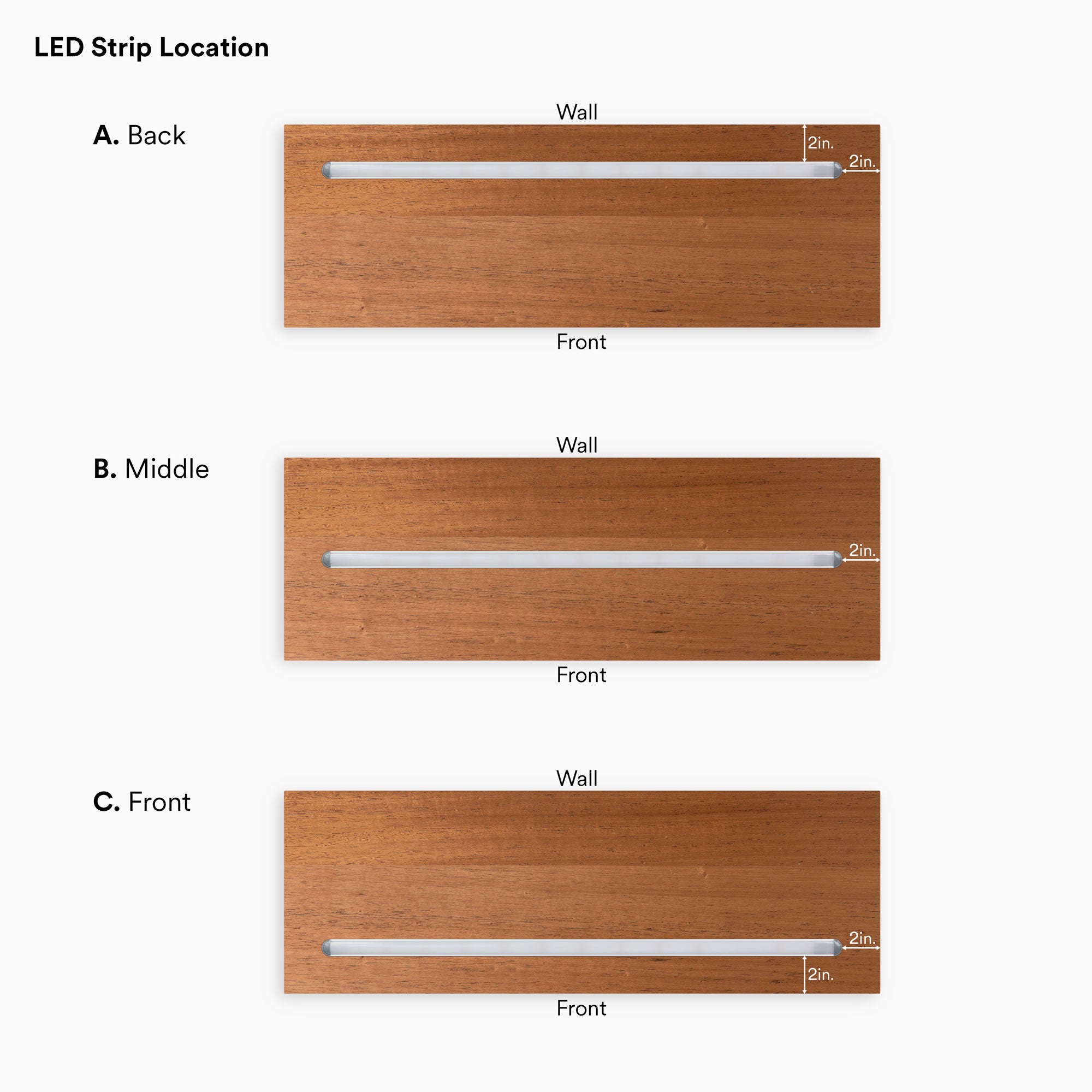 Aksel LED Floating Shelf - Modern Mahogany Wood Wall Shelf with Built-in Lights for Living Room, Bedroom, or Office Decor