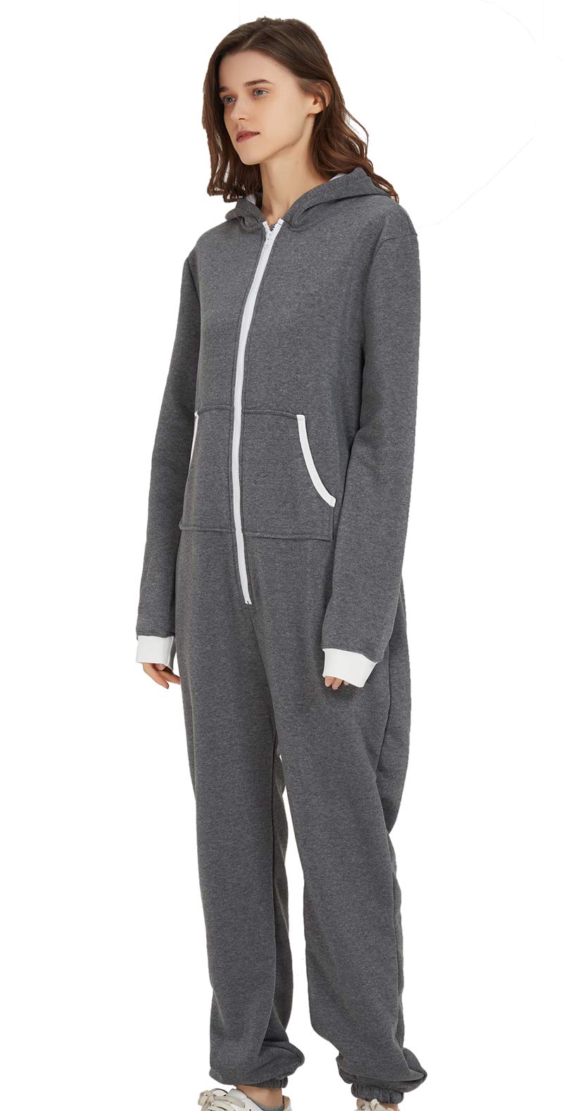 Unisex Hooded Jumpsuit Pajama & Sportswear for Women & Men - Cozy One-Piece Onesie for Lounge, Sleepwear, and Casual Wear