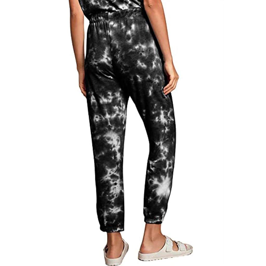 iQKA Women's Tie Dye Loungewear Set - Soft Short Sleeve Top & Long Pants Pajama Jogger Outfit 2 Piece Comfy Sweatsuit for Sleep, Yoga & Home Relaxation