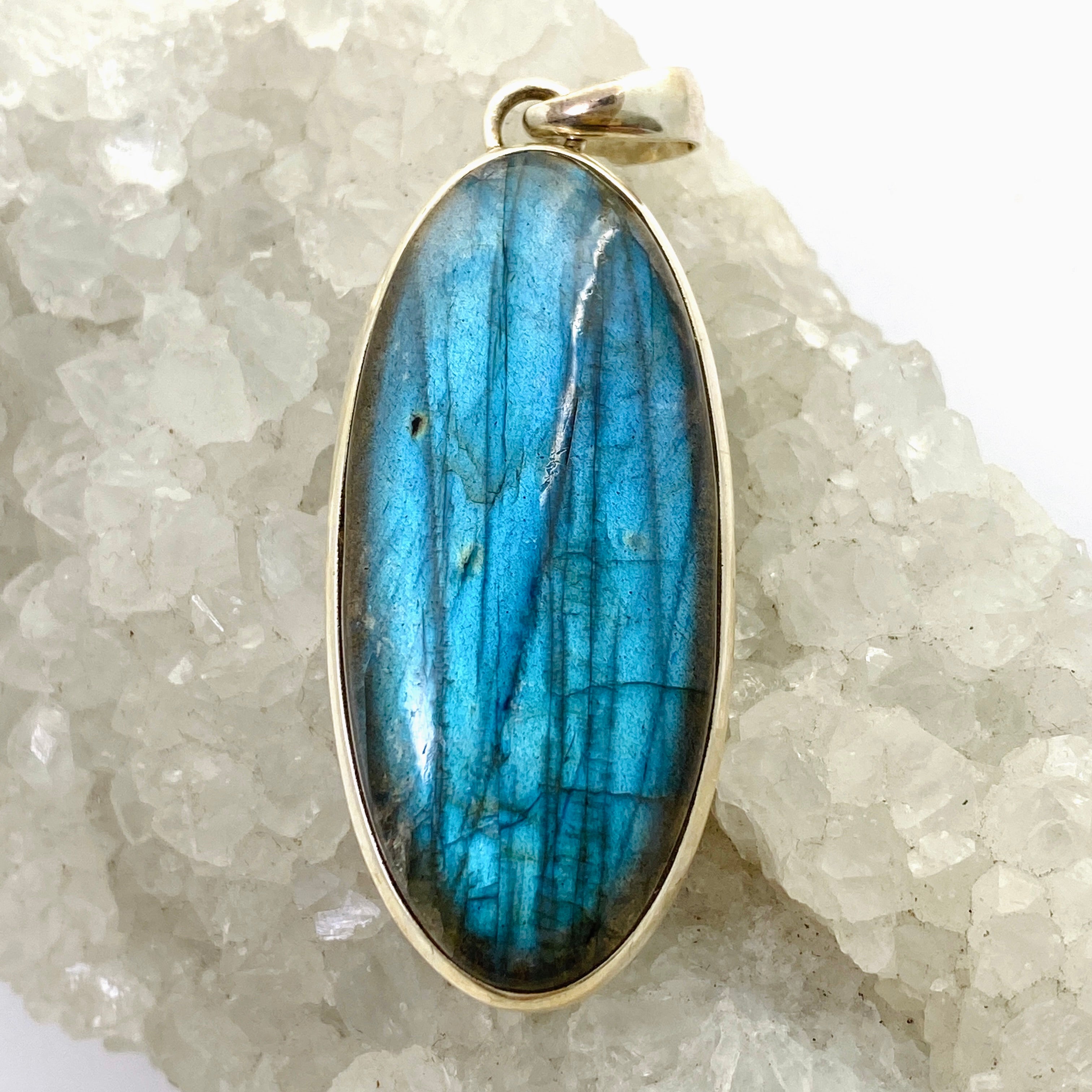 Natural Labradorite Oval Cabochon Pendant Necklace - 925 Sterling Silver Jewelry for Women - Perfect for Spiritual Healing, Meditation & Energy Work