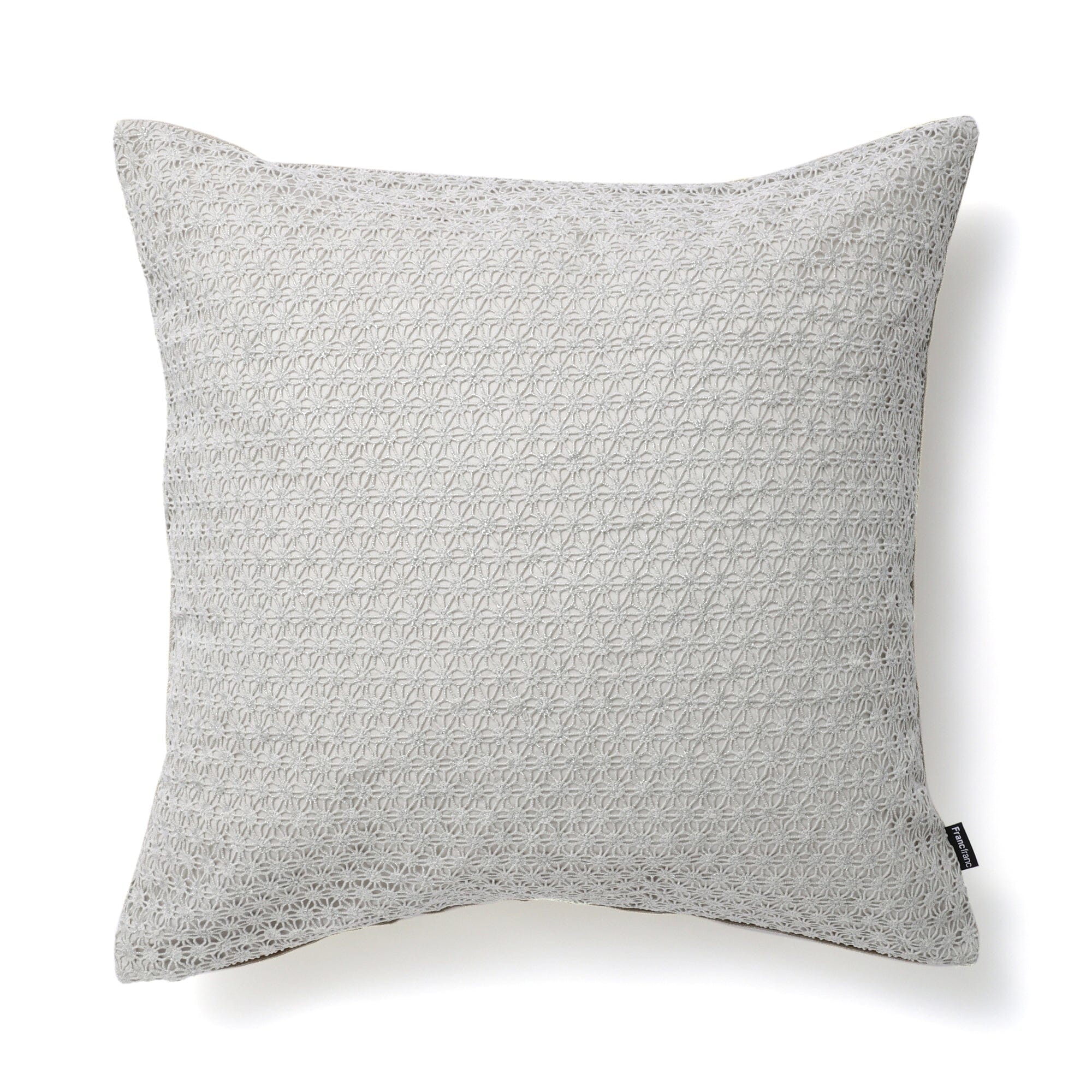 Lace Metallic Print Cushion Cover 18x18 Inches Gray - Elegant Home Decor for Sofa, Bedroom & Living Room