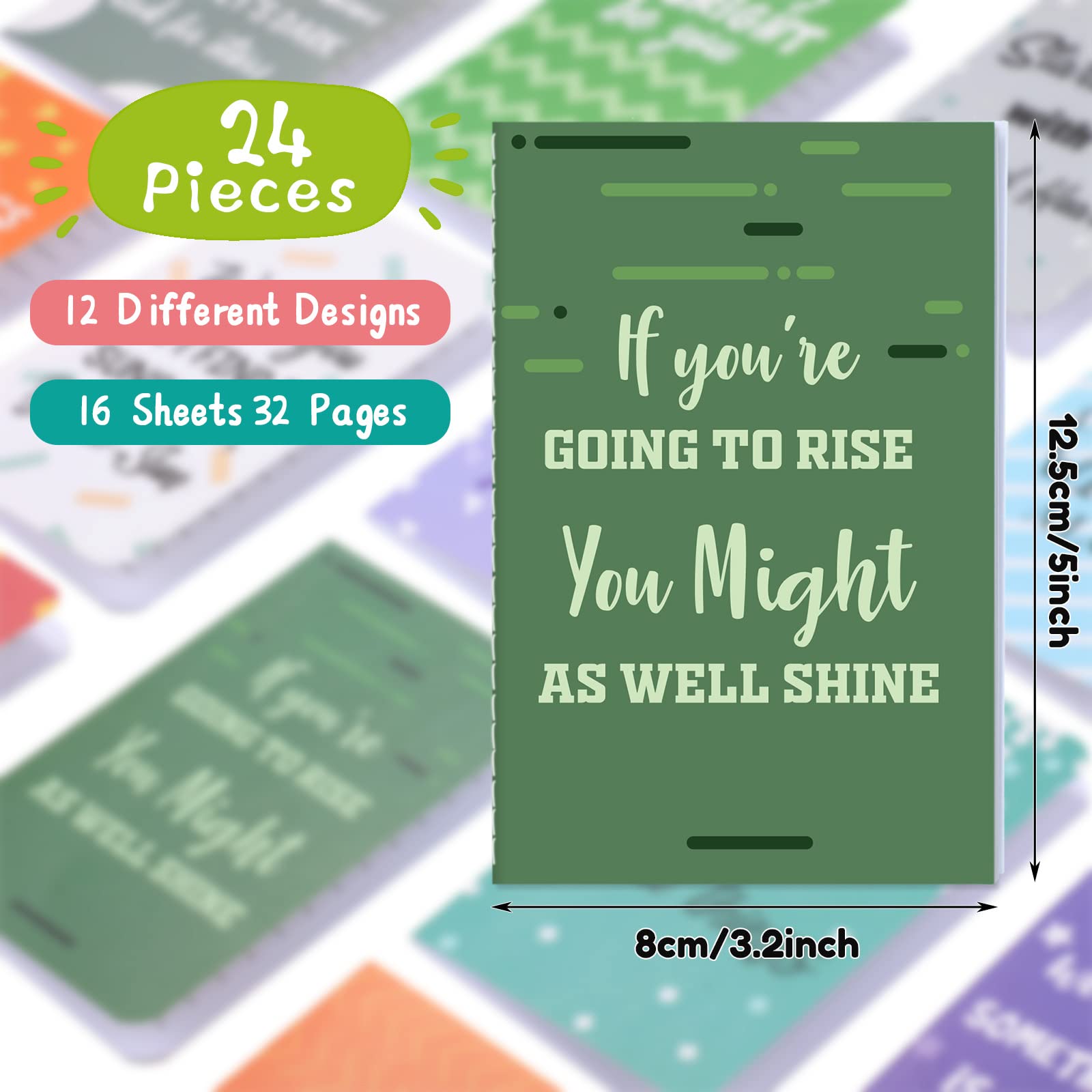 24-Pack Mini Colorful Notebooks Bulk - Motivational Journals & Inspirational Notepads for Teachers, Office, Travel - Small Pocket Notebooks with Positive Quotes (Perfect for Gifts, School Prizes & Daily Motivation)