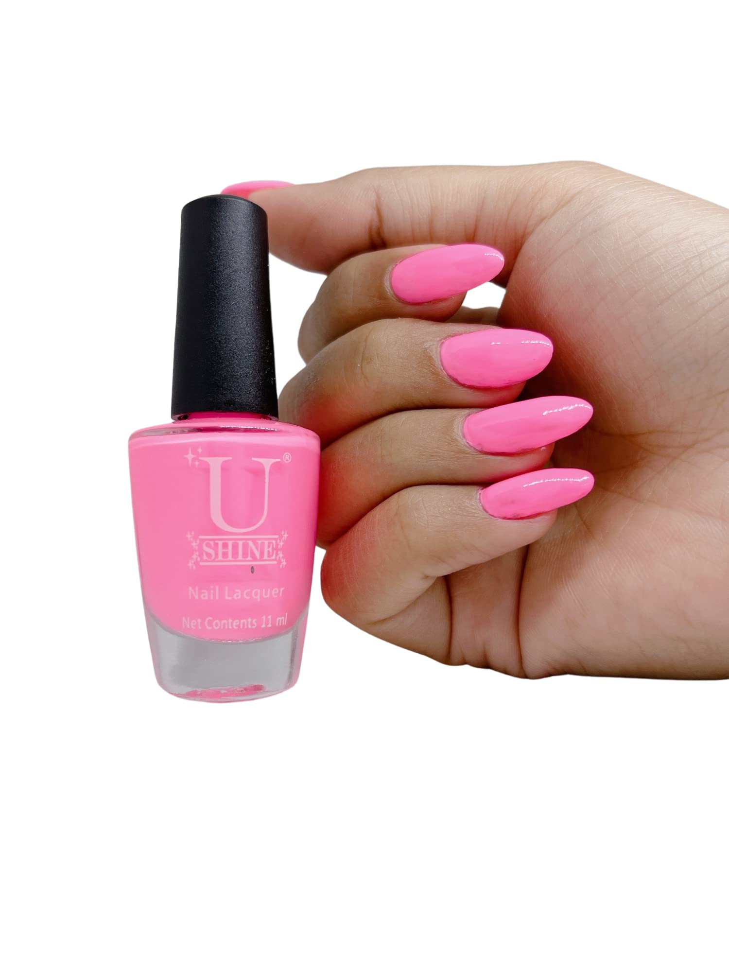 U Shine Flouroscent Pink Nail Polish | 11ml Vegan & Non-Toxic | No Paraben, Yellowing, Chipping | Long-Lasting Wear | Perfect for Parties, Weddings & Everyday Manicures