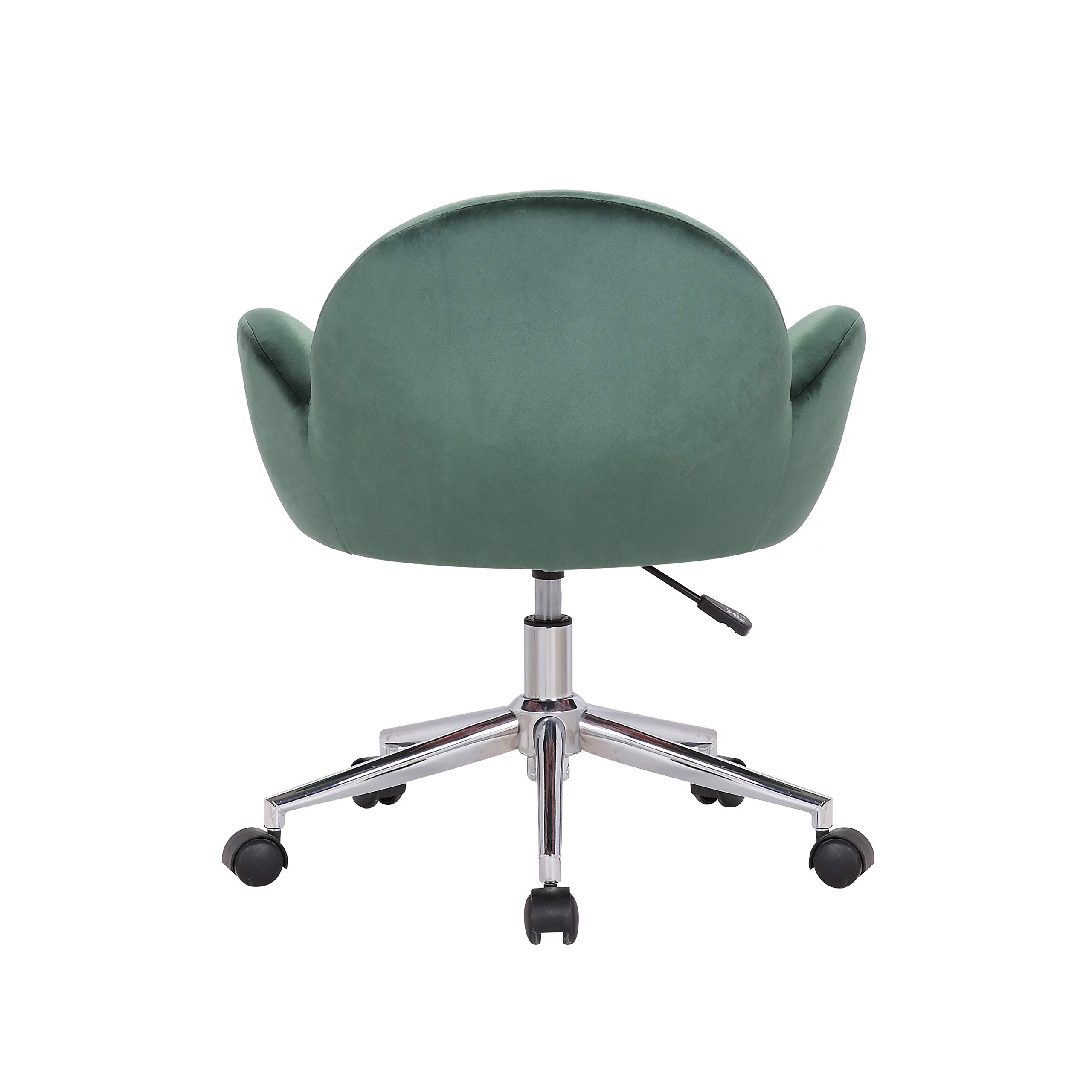 Porthos Home Quon Swivel Office Chair - Soft Velvet Upholstery, Adjustable Height, Rounded Low Back & Chrome Metal Base with Castor Wheels - Ergonomic Desk Chair for Home Office, Study Room or Workspace