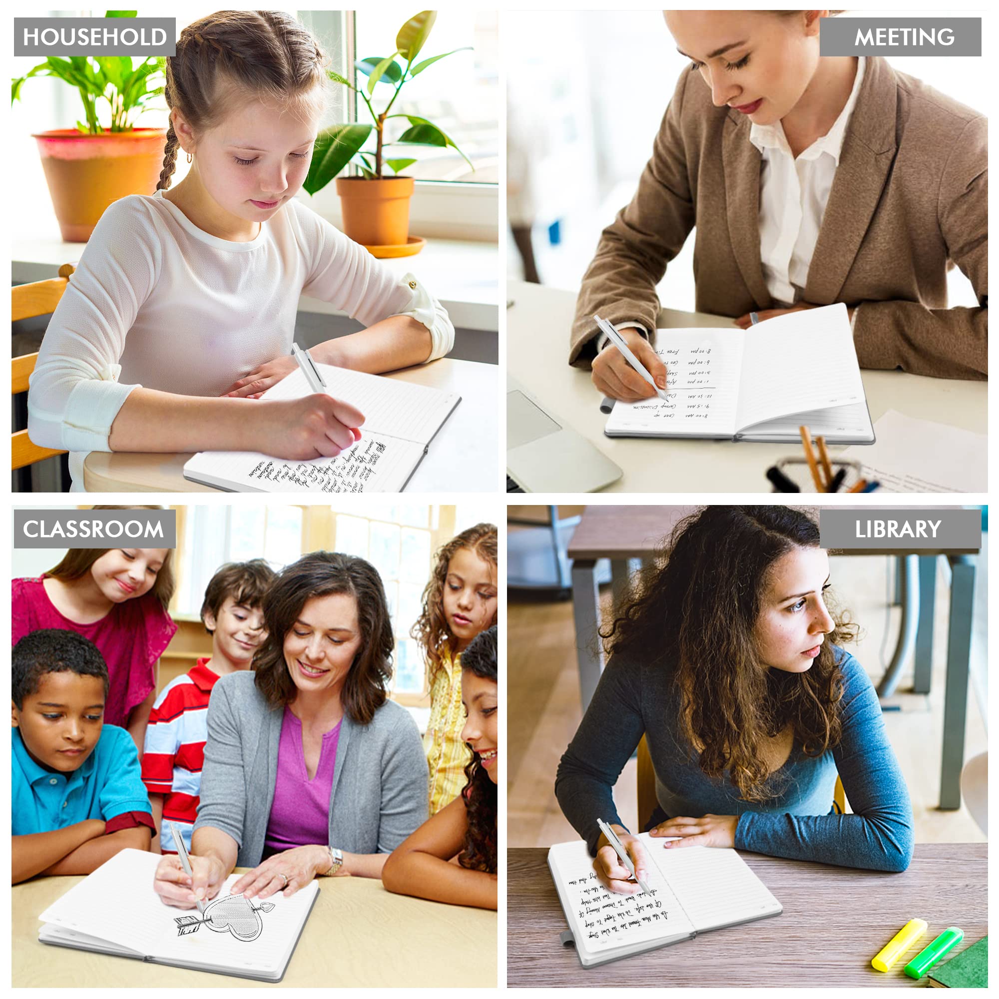 12-Pack A5 Hardcover Notebooks & Journals Set with 12 Black Pens - 120 GSM Ruled Paper, 5.1