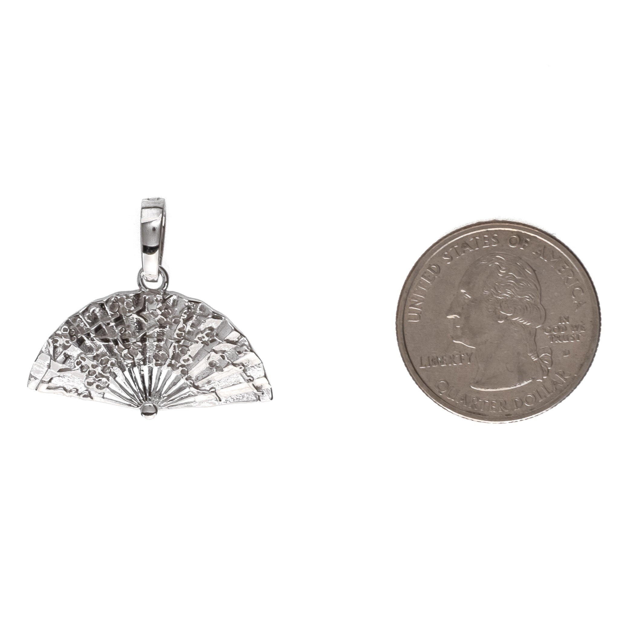 Kuyashii Fan Pendant Necklace - .925 Sterling Silver Jewelry for Women, Elegant Japanese Inspired Accessory - Perfect for Casual Wear, Date Night & Special Occasions