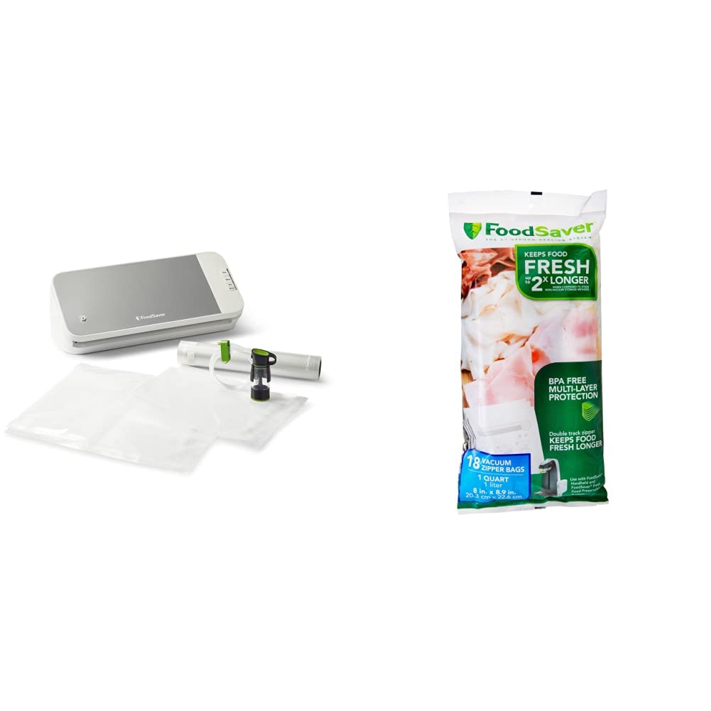 FoodSaver Vacuum Sealer Machine Kit with BPA-Free Storage Bags, Rolls & Accessories | Compact Handheld Sealer for Fresh Food Preservation | Perfect for Meal Prep, Sous Vide & Freezer Storage