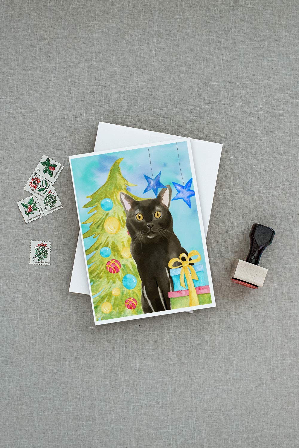 Bombay Christmas Greeting Cards & Envelopes - Pack of 8 Blank A7 Note Cards (5x7 Inches) for Holiday Wishes, Thank You Notes & Seasonal Correspondence - Whimsical Festive Design