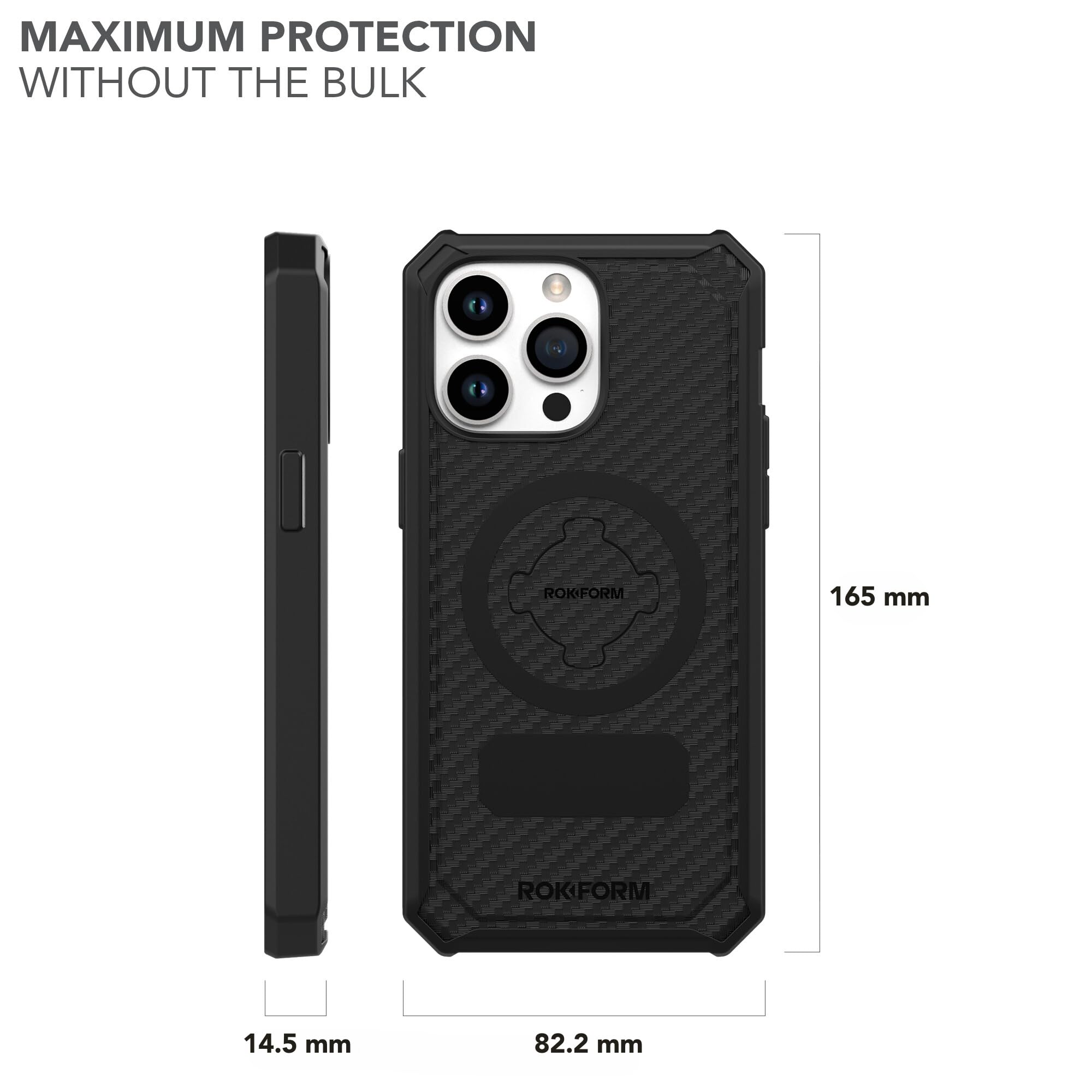 Rokform Rugged Magnetic iPhone 15 Pro Max Case with RokLock Twist Lock - Military-Grade Drop Protection, Wireless Charging Compatible (Black) - Perfect for Outdoor Adventures, Construction Work & Extreme Sports