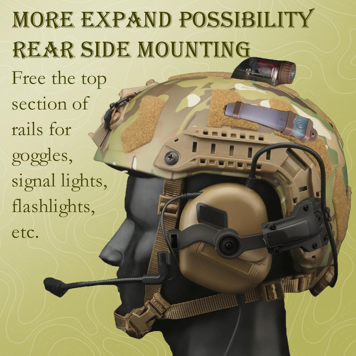 Tactical Headset Rail Mount - Free-Angle M-Lok Helmet Adapter for ACH & Fast Helmets, Black | Perfect for Military, Airsoft & Shooting Range Use