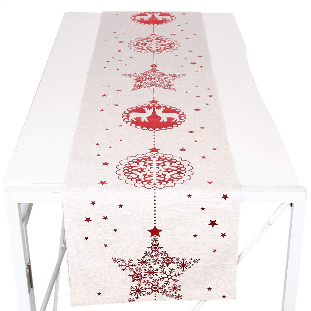 Christmas Table Runner - Elegant Printed Holiday Tablecloth for Xmas Decorations, Festive Dining Table Cover for Christmas Party & Home Decor (Style 03)