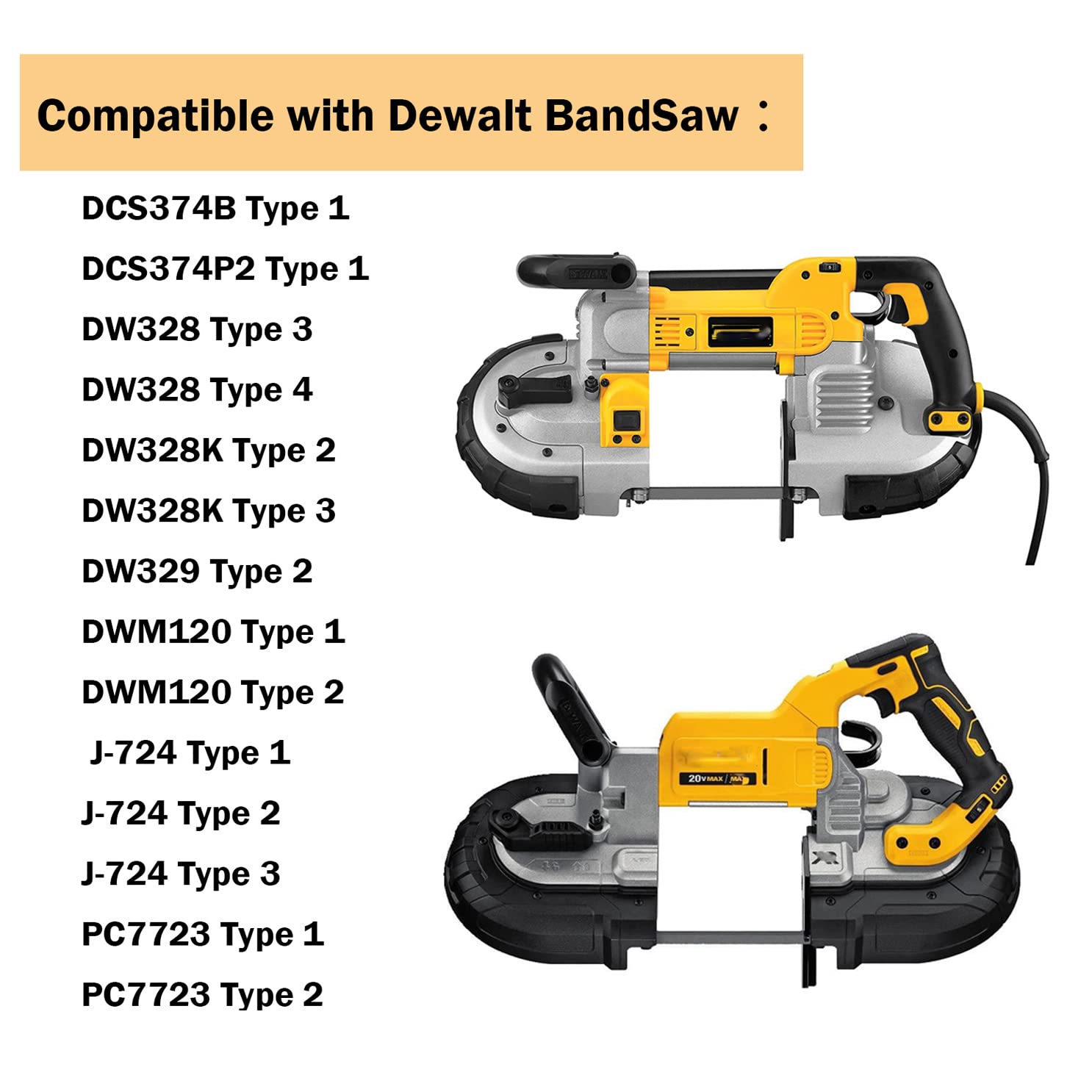 DEWALT Band Saw Tires 2-Pack - Replacement Tires for DEWALT DWM120, A02807, DCS374, DW328K Band Saws - Durable Rubber Tires for Woodworking & Metal Cutting Projects