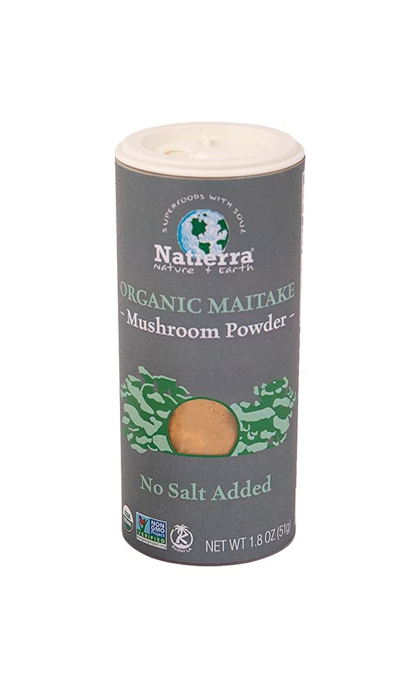 Natierra Organic Maitake Mushroom Powder 1.8 oz (51g) - USDA Certified, Gluten-Free, Vegan Superfood for Smoothies, Soups & Wellness Drinks