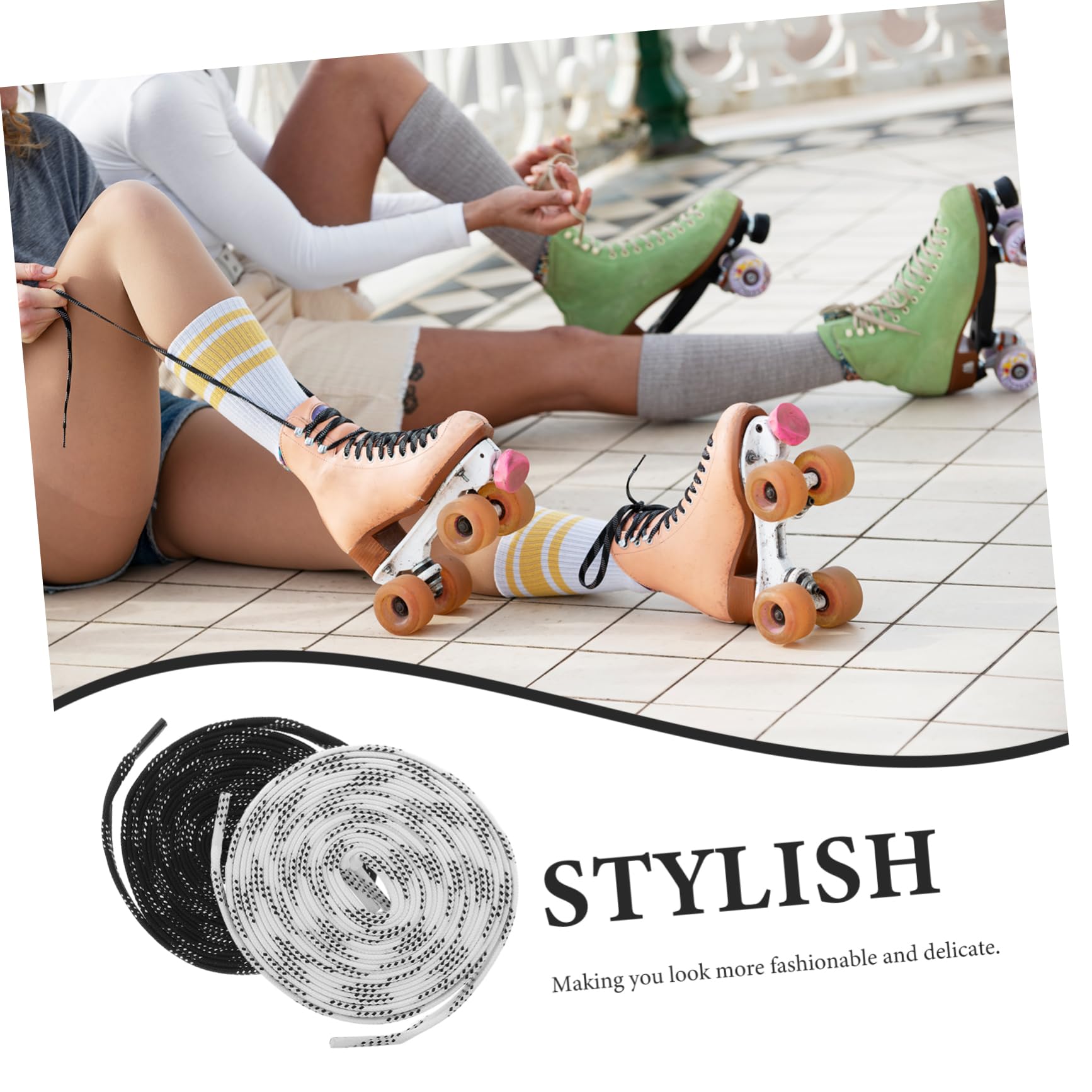 Kisangel Premium Ice Hockey Skate Laces - Durable Wear-Resistant Hockey & Roller Skate Shoelaces - Easy to Install for Hockey Players & Skaters - Perfect for Ice Hockey, Roller Skating & Sports Training