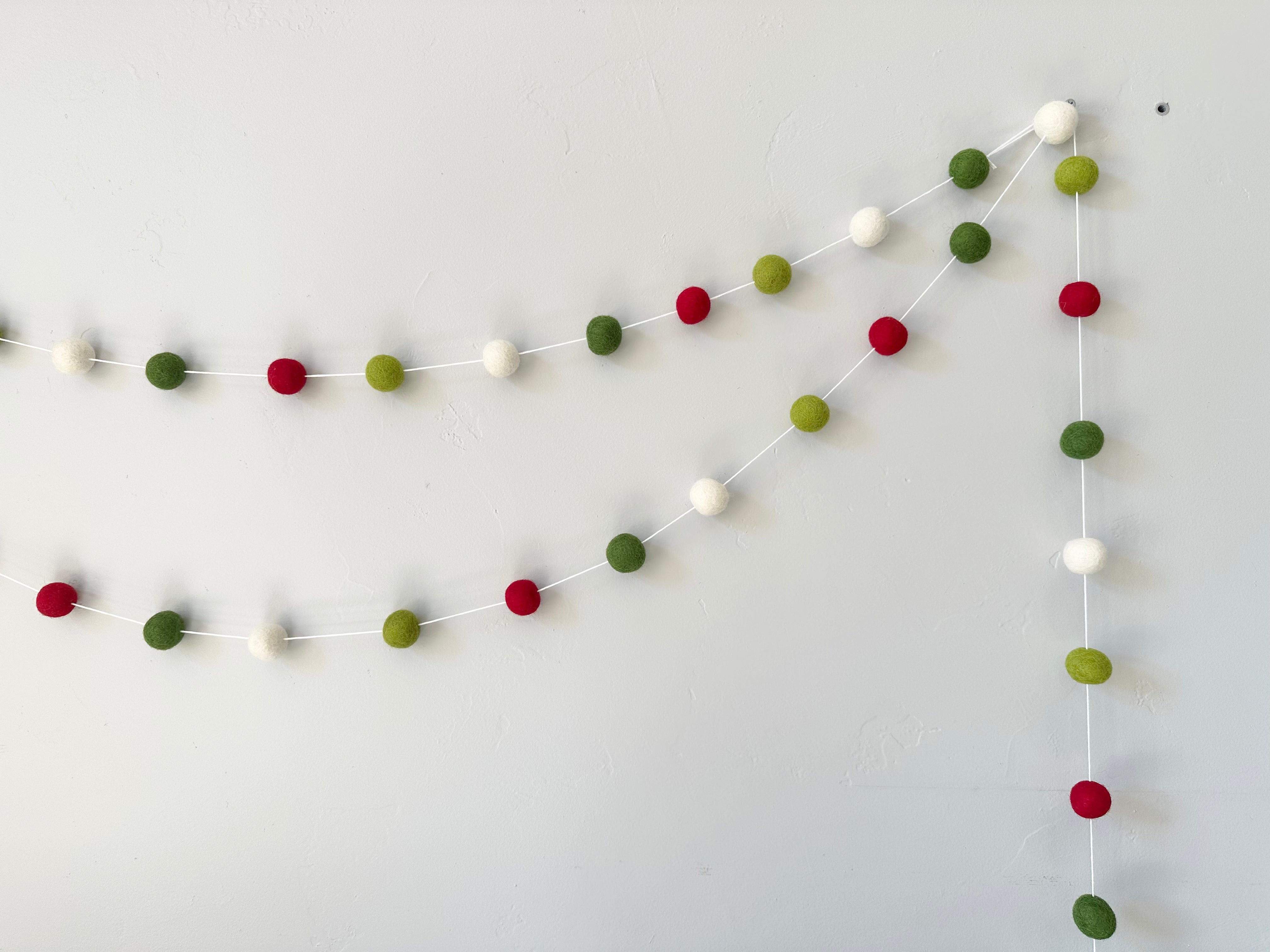 Best Christmas Felt Ball Garland Decorations - 12ft Holiday Party Decor for Tree, Mantel, Wall & Window - Eco-Friendly Wool Felt Balls for Xmas, Wedding, Baby Shower & Home Decor