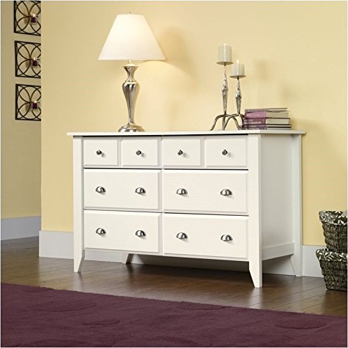 Pemberly Row Extra Deep 6-Drawer Double Dresser in Soft White Finish - Spacious Bedroom Storage Solution for Master Bedrooms & Guest Rooms