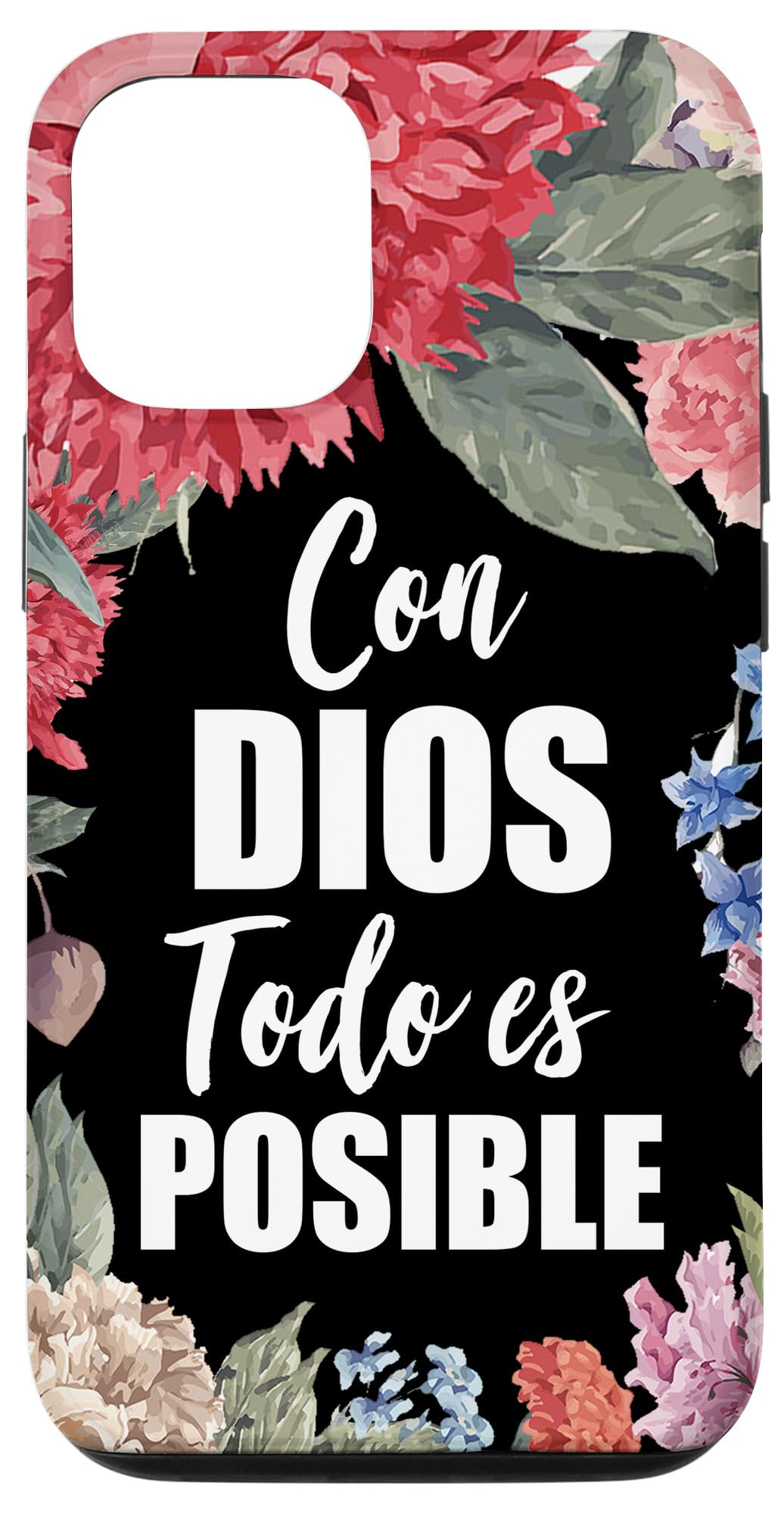 iPhone 12/12 Pro Christian Bible Verse Case - 'With God All Things Are Possible' (Spanish) - Religious Protection for Daily Use & Church
