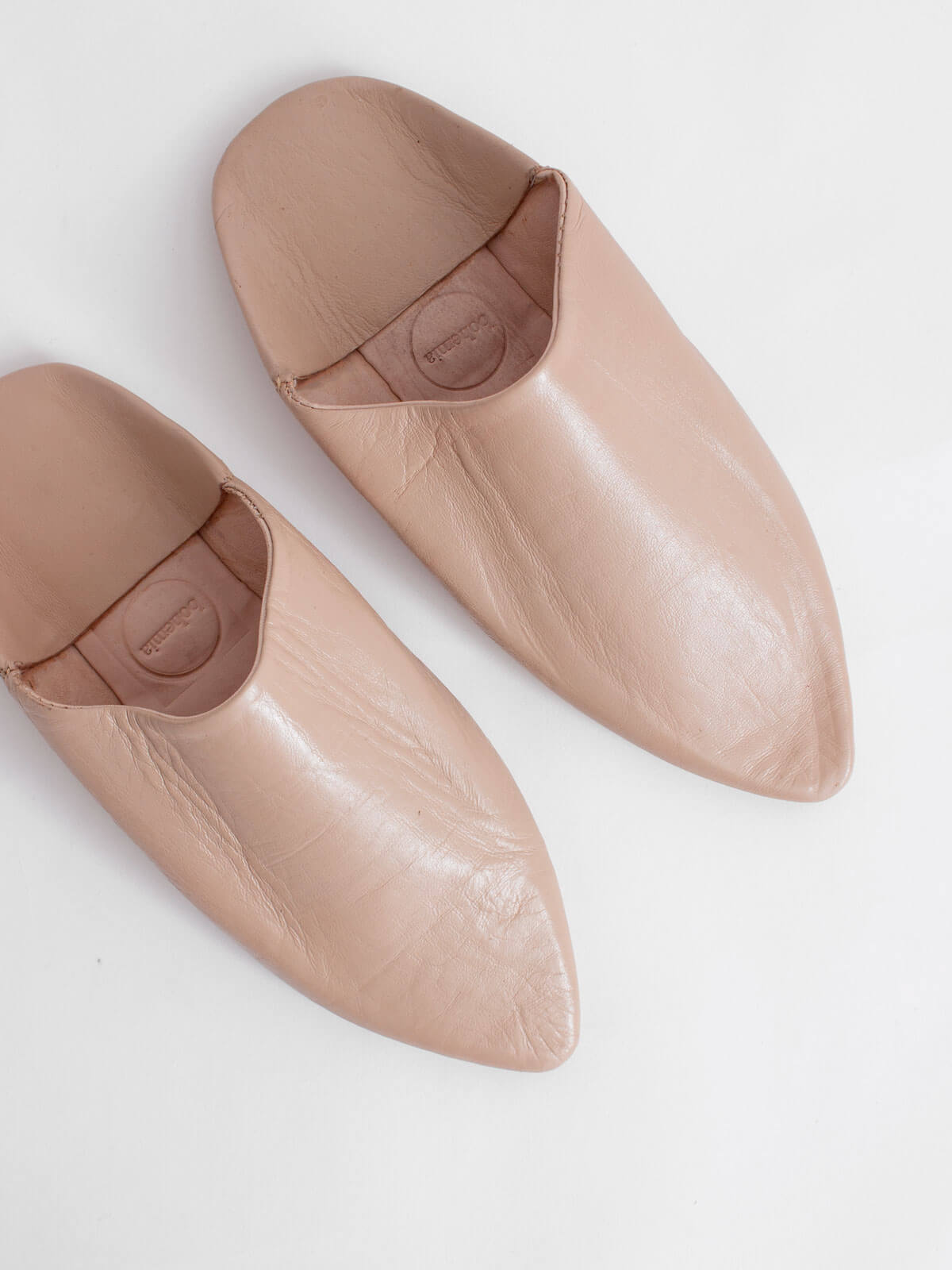 Authentic Moroccan Classic Pointed Babouche Slippers - Comfortable Nude Leather House Shoes for Women | Perfect for Home, Lounge & Boho Fashion