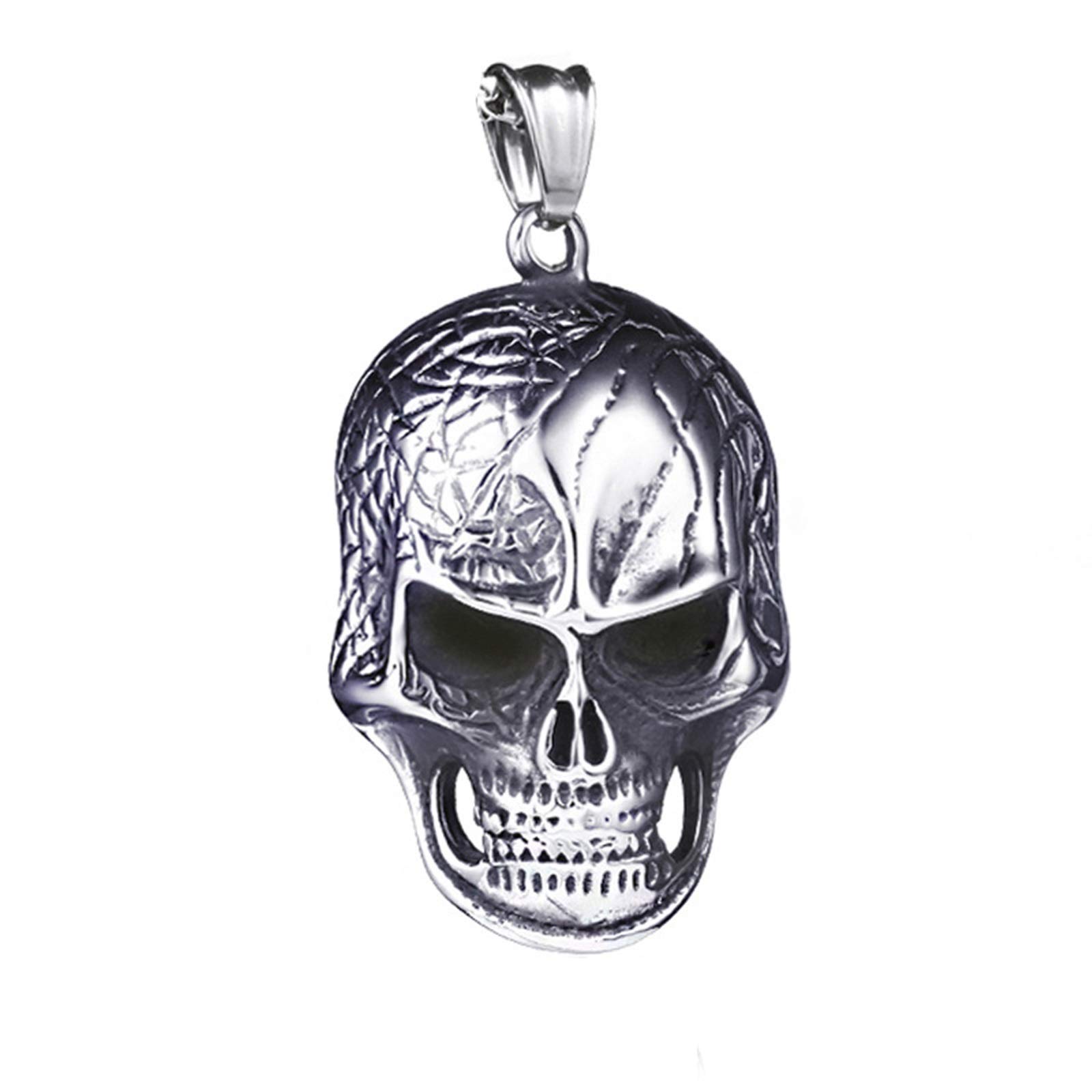 Whoiy Stainless Steel Skull Charm Necklace for Men - Gothic Punk Anxiety Relief Jewelry - Unique Anniversary & Birthday Gift for Him (Silver) - Perfect for Casual Wear, Parties & Alternative Fashion