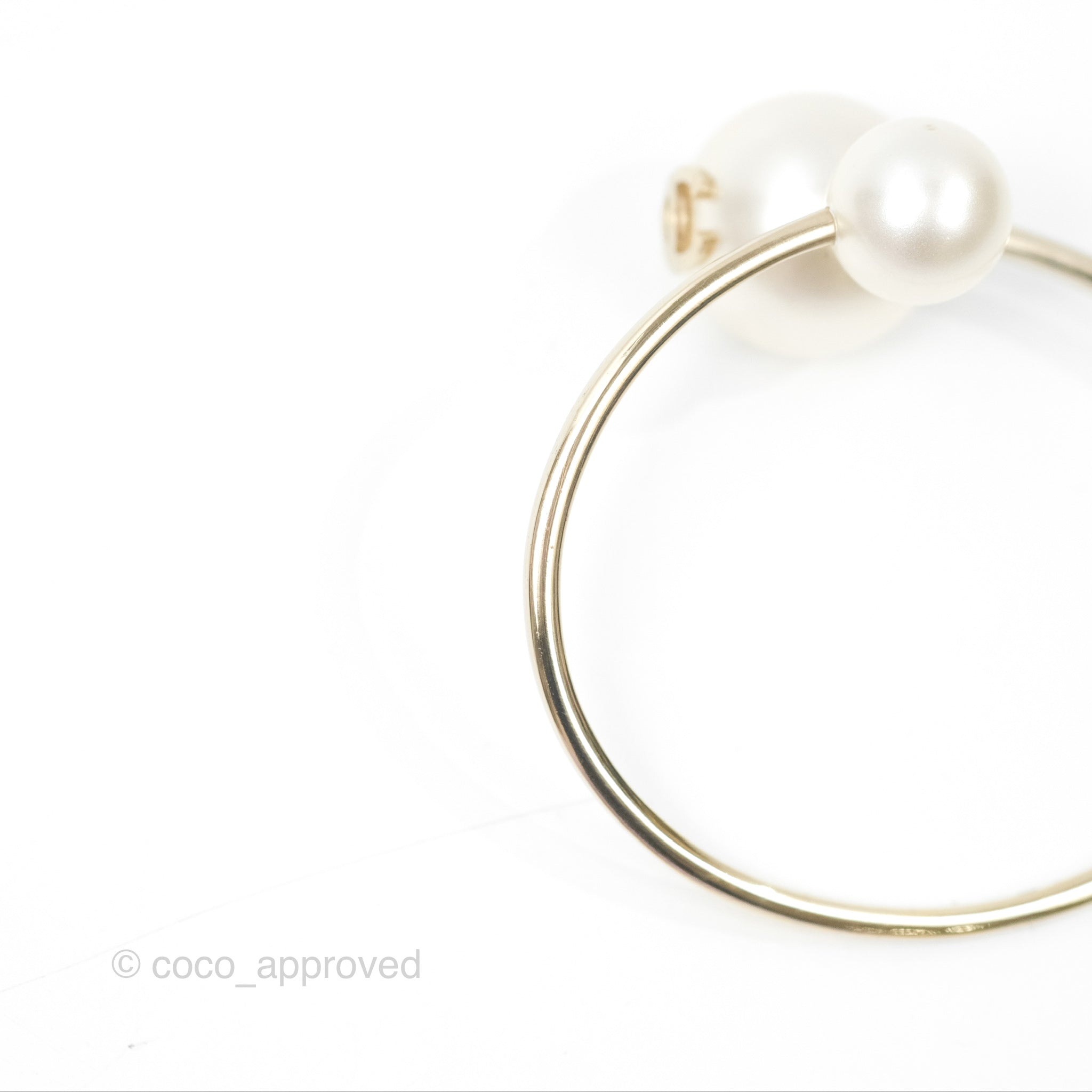 Chanel CC Pearl Bangle Gold Tone Bracelet for Women - Luxury Fashion Jewelry Gift for Anniversary, Birthday & Special Occasions