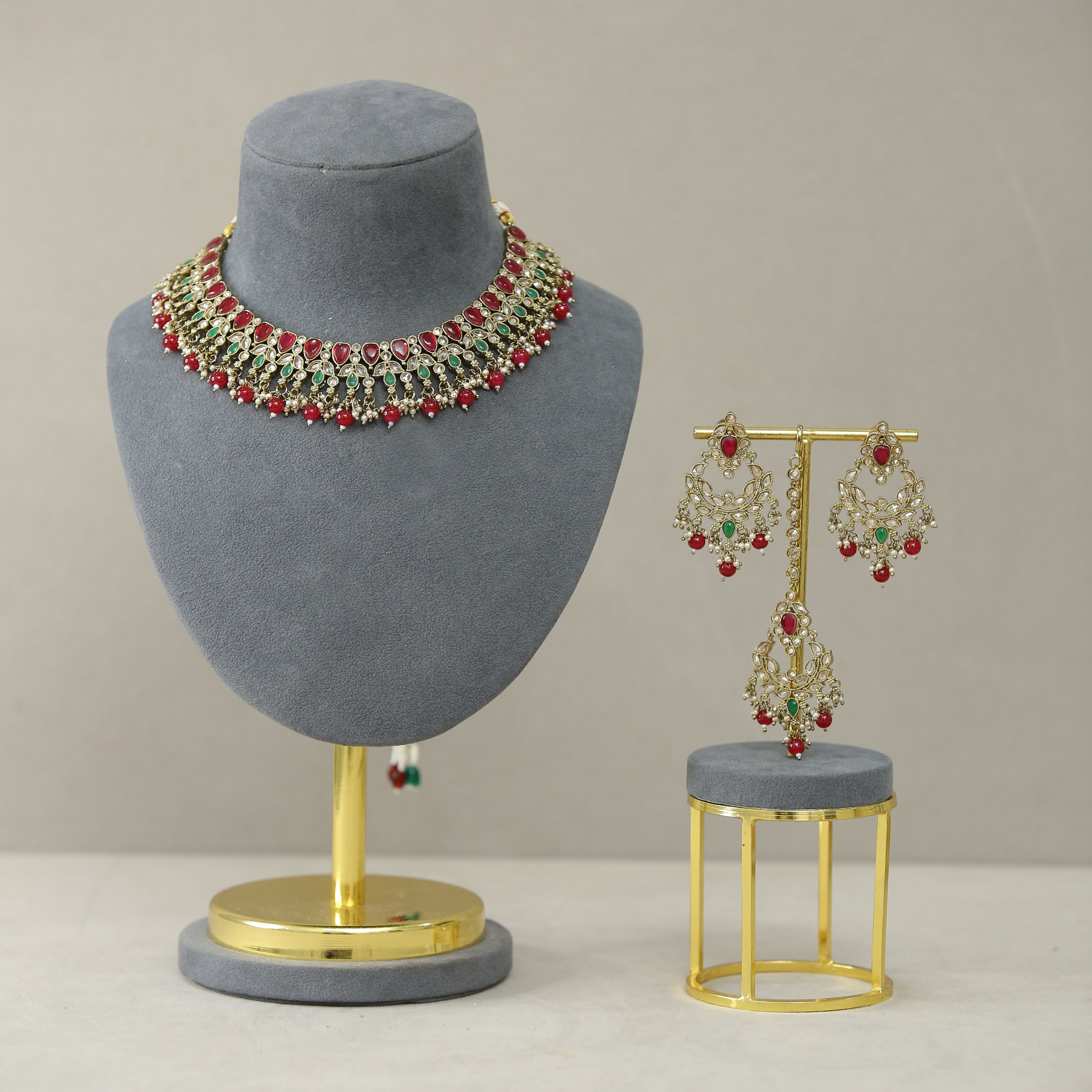 Chandni Polki Full Set With Tikka – Traditional Indian Bridal Jewelry Set for Weddings & Special Occasions