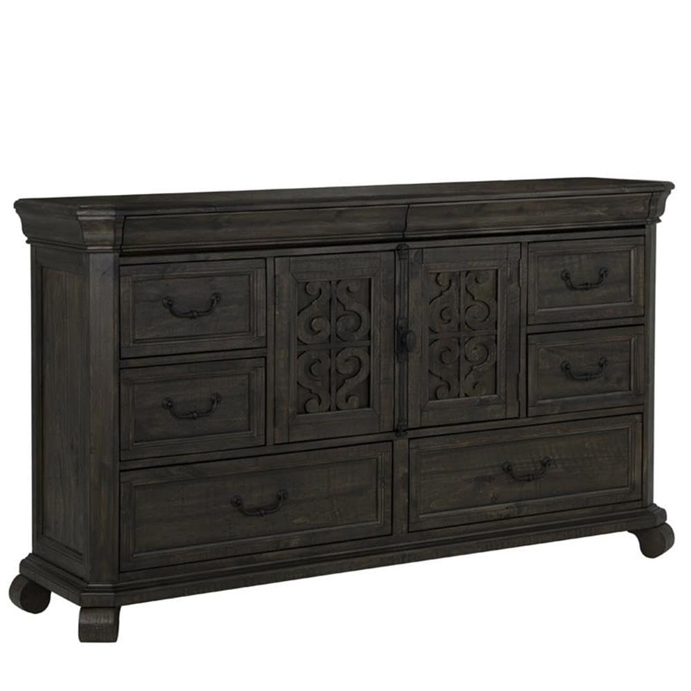 Magnussen Bellamy Traditional Peppercorn 8-Drawer Dresser - Solid Wood Bedroom Chest with Antique Bronze Hardware - Perfect for Master Bedroom, Guest Room & Nursery Storage Organization