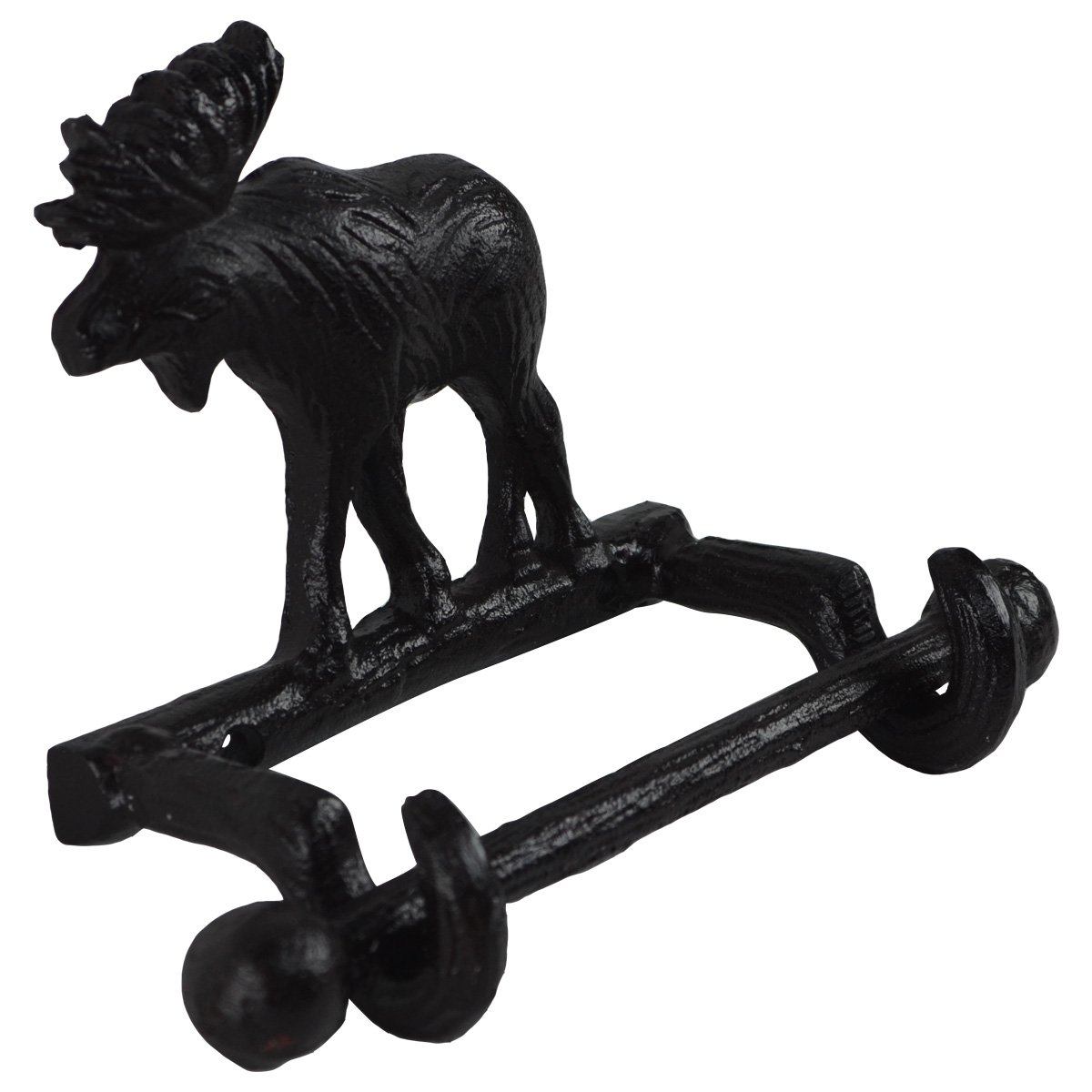 Rustic Metal Wall Mount Bull Moose TP Holder - Antique Toilet Paper Roll Dispenser for Cabin Bathroom Decor | Perfect for Lodge, Farmhouse & Western Style Homes