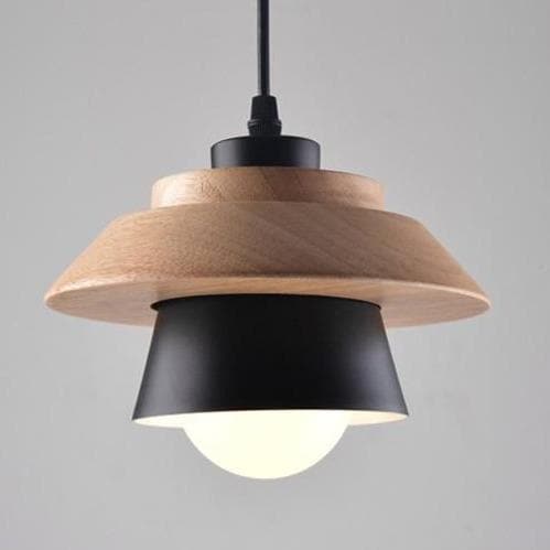 Modern Wood and Metal Layered LED Pendant Light - Stylish Hanging Fixture for Dining Room, Kitchen Island, or Bedroom Decor - Energy Efficient Dimmable Lighting Solution