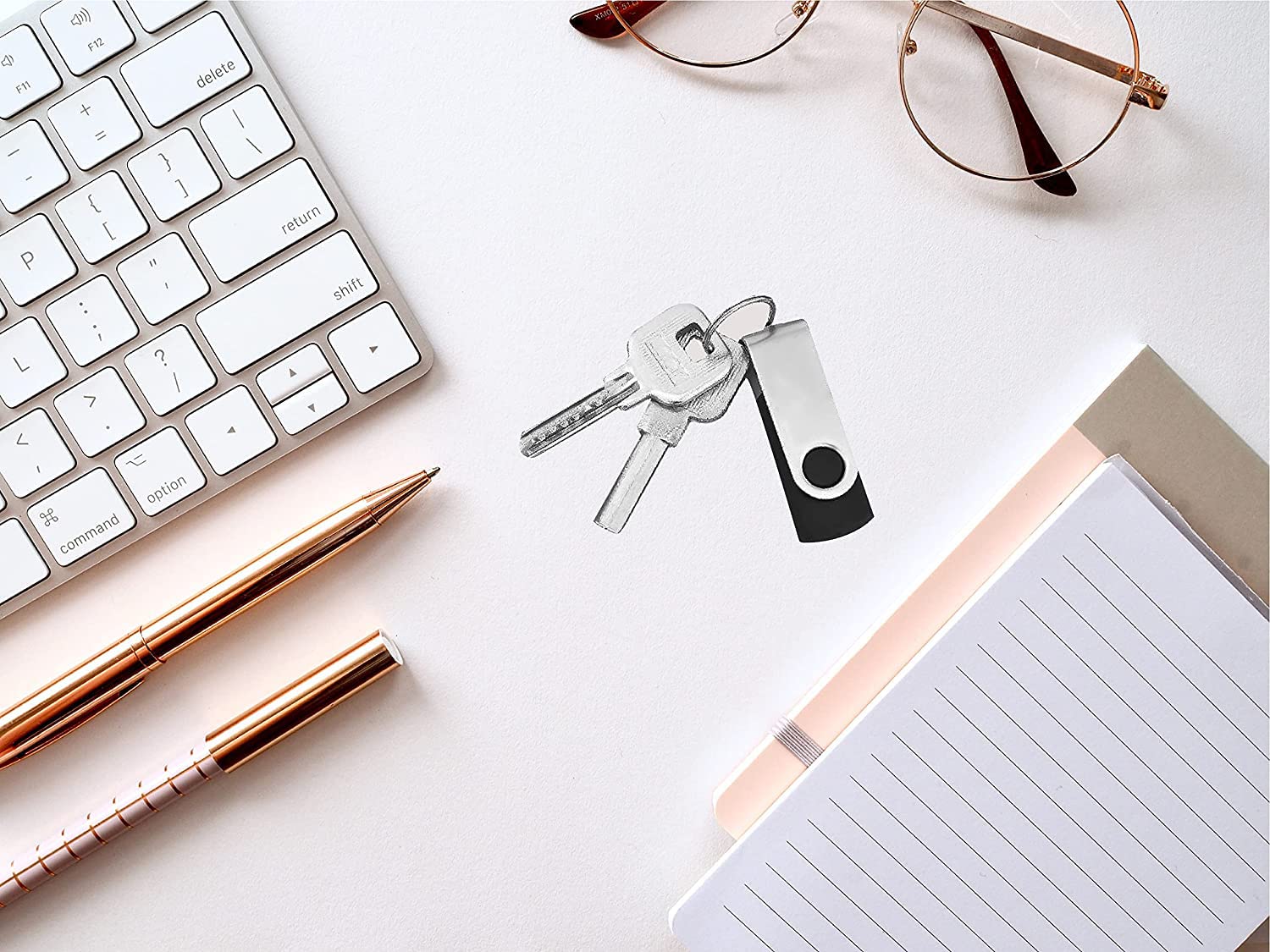 Vixelle 10 Pack 32GB High Speed USB 2.0 Flash Drives - 360° Swivel Metal USB Stick with Keychain Loop - Bulk USB Memory Sticks for PC, Mac, TV, Car Audio - Black - Perfect for Data Storage, File Transfer, and Portable Media Playback