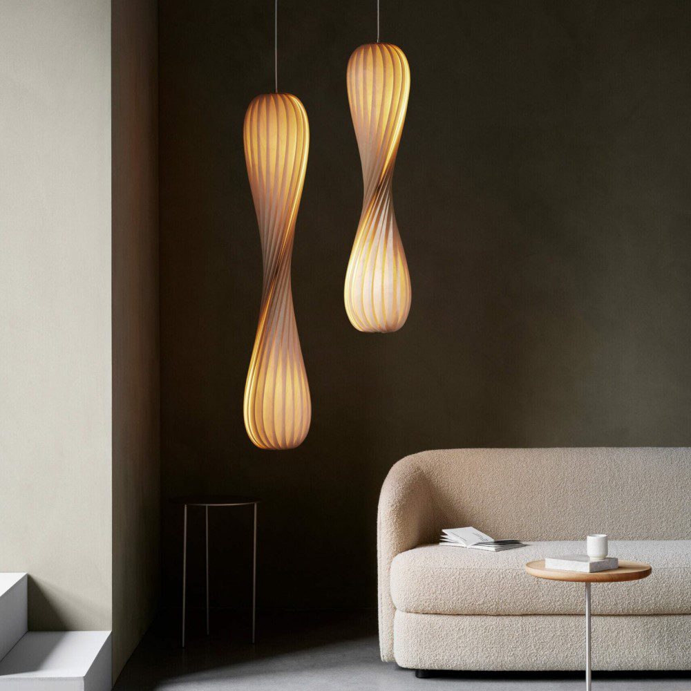 TOM ROSSAU TR7 Pendant Light - Natural Birch Wood, 3 Size Options for Modern Home & Kitchen Lighting | Dimmable Hanging Lamp for Dining Room, Living Room, Bedroom Decor