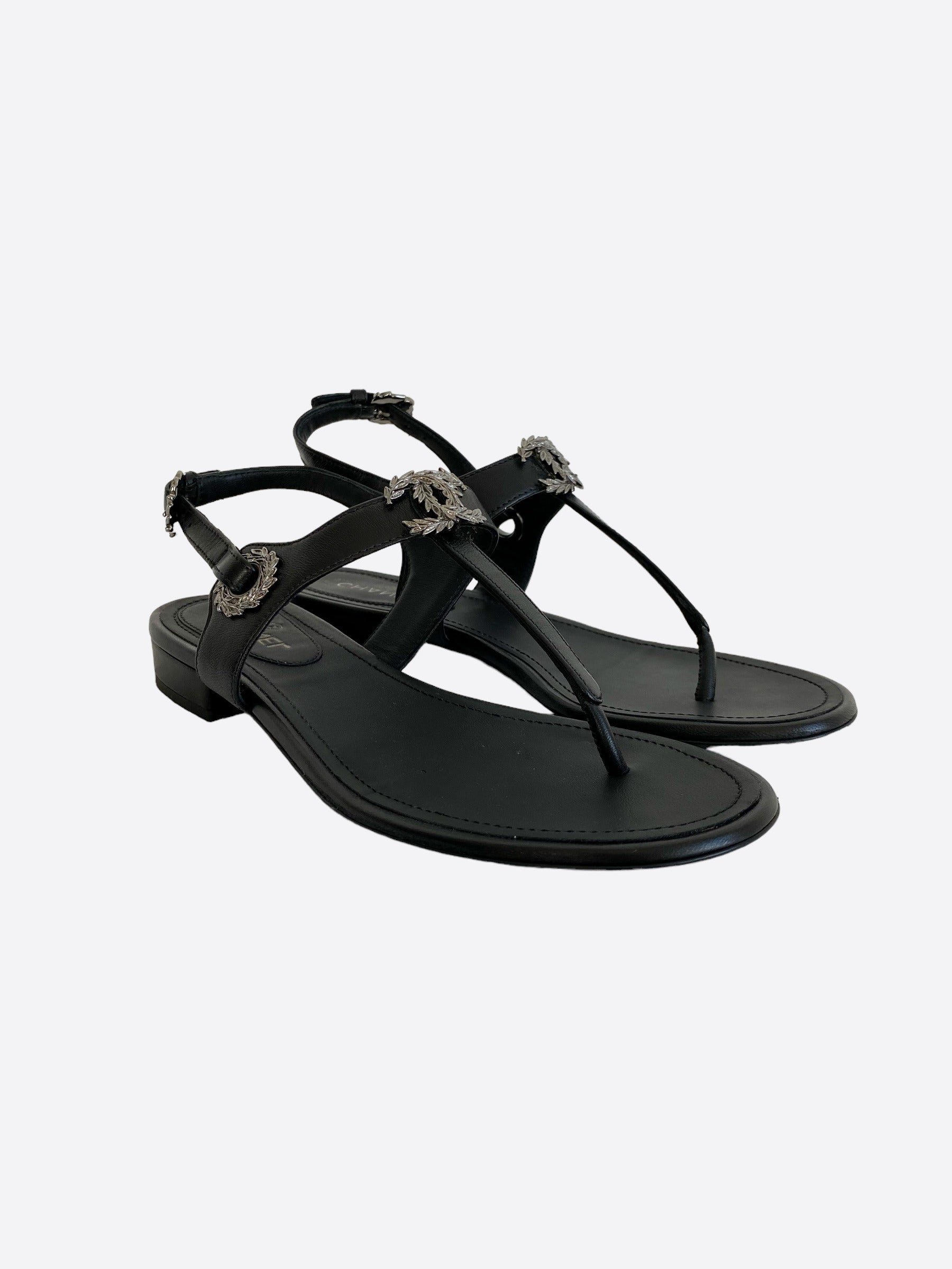 Chanel Black CC Logo Sandals for Women - Luxury Designer Summer Slide Sandals - Perfect for Beach, Pool, and Casual Outings