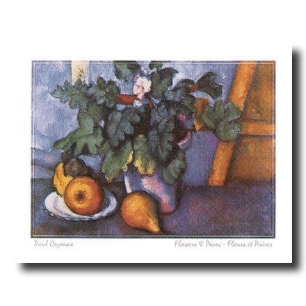 French Flowers Pears Fruit Contemporary Wall Art Print - 16x20 Inch Framed Canvas Painting for Living Room, Bedroom & Office Decor