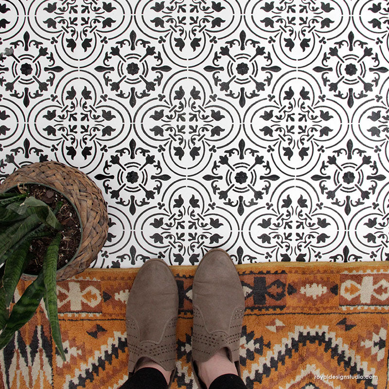 Palladium Tile Stencil - Reusable DIY Floor & Wall Stencil for Geometric Patterns - Perfect for Home Decor, Bathroom, Kitchen & Backsplash Projects