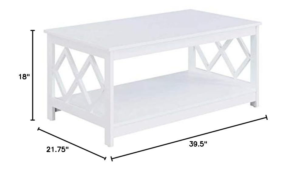 Pemberly Row White Wood Rectangular Coffee Table - Modern Living Room Furniture for Home Decor & Entertainment