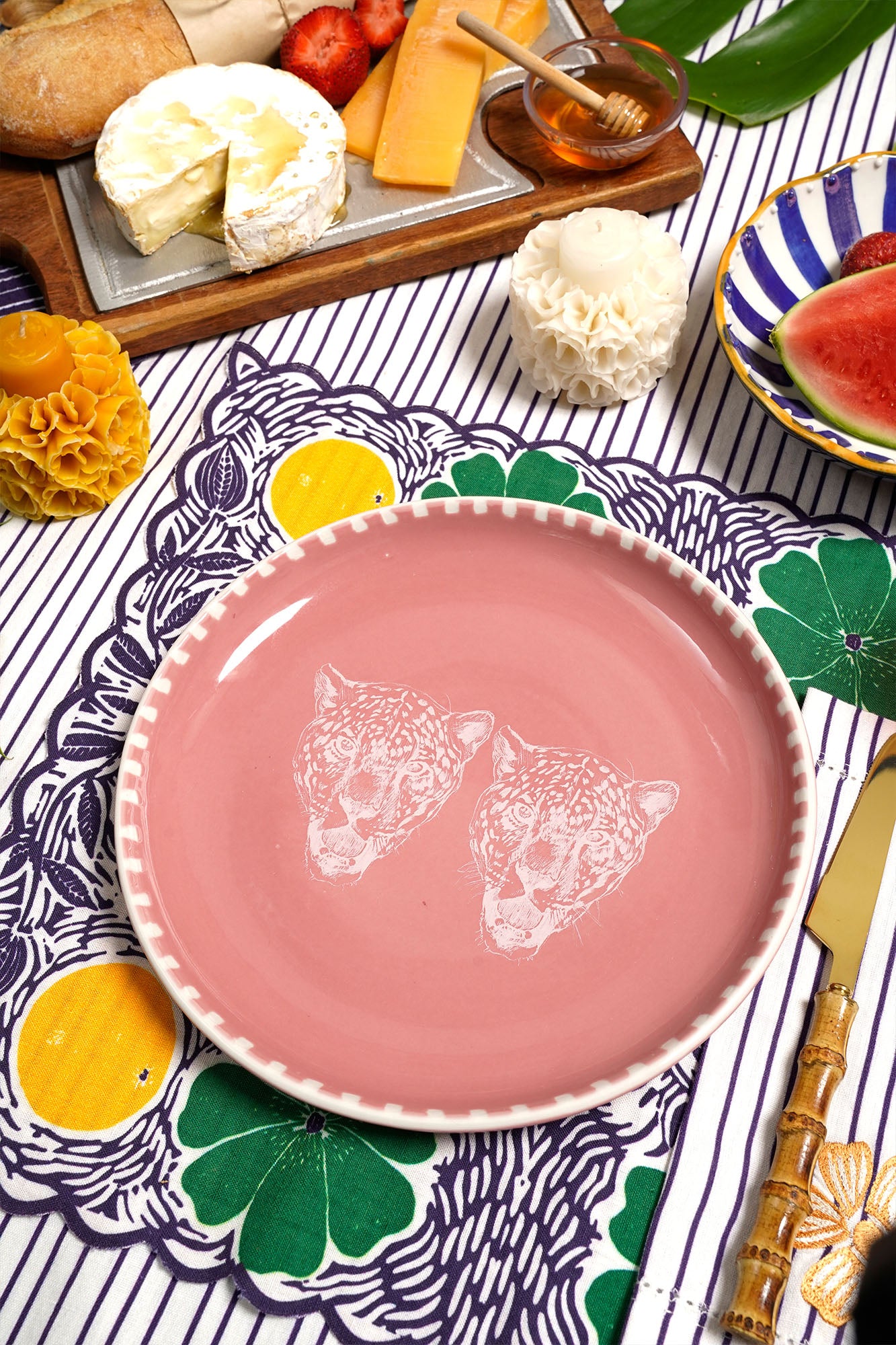 Tiger Print Dessert Plate Set - Stylish Ceramic Appetizer Plates for Party, Wedding, and Home Decor - Perfect for Snacks, Cheese, and Small Bites