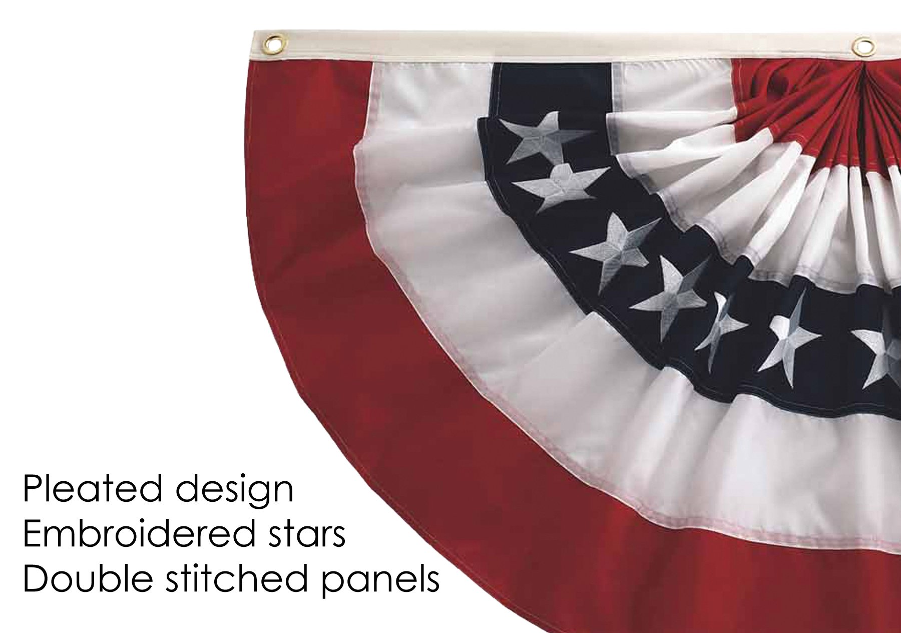 1.5' x 3' Patriotic Pleated Bunting Fan - Red White & Blue Decorative Breeze Fan for 4th of July, Memorial Day, Veterans Day Outdoor Decor & Patriotic Party Supplies