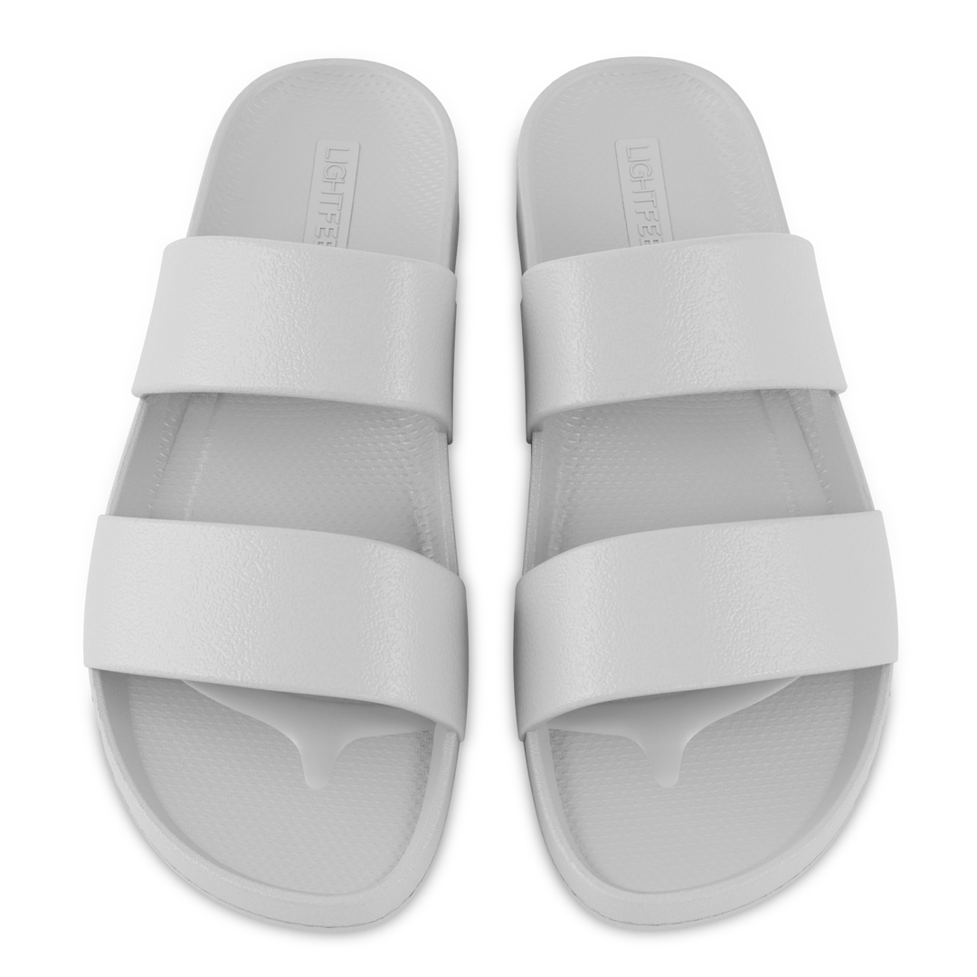 Lightfeet Double Strap Slides for Women - Comfortable Summer Sandals White | Perfect for Beach, Pool, and Casual Wear