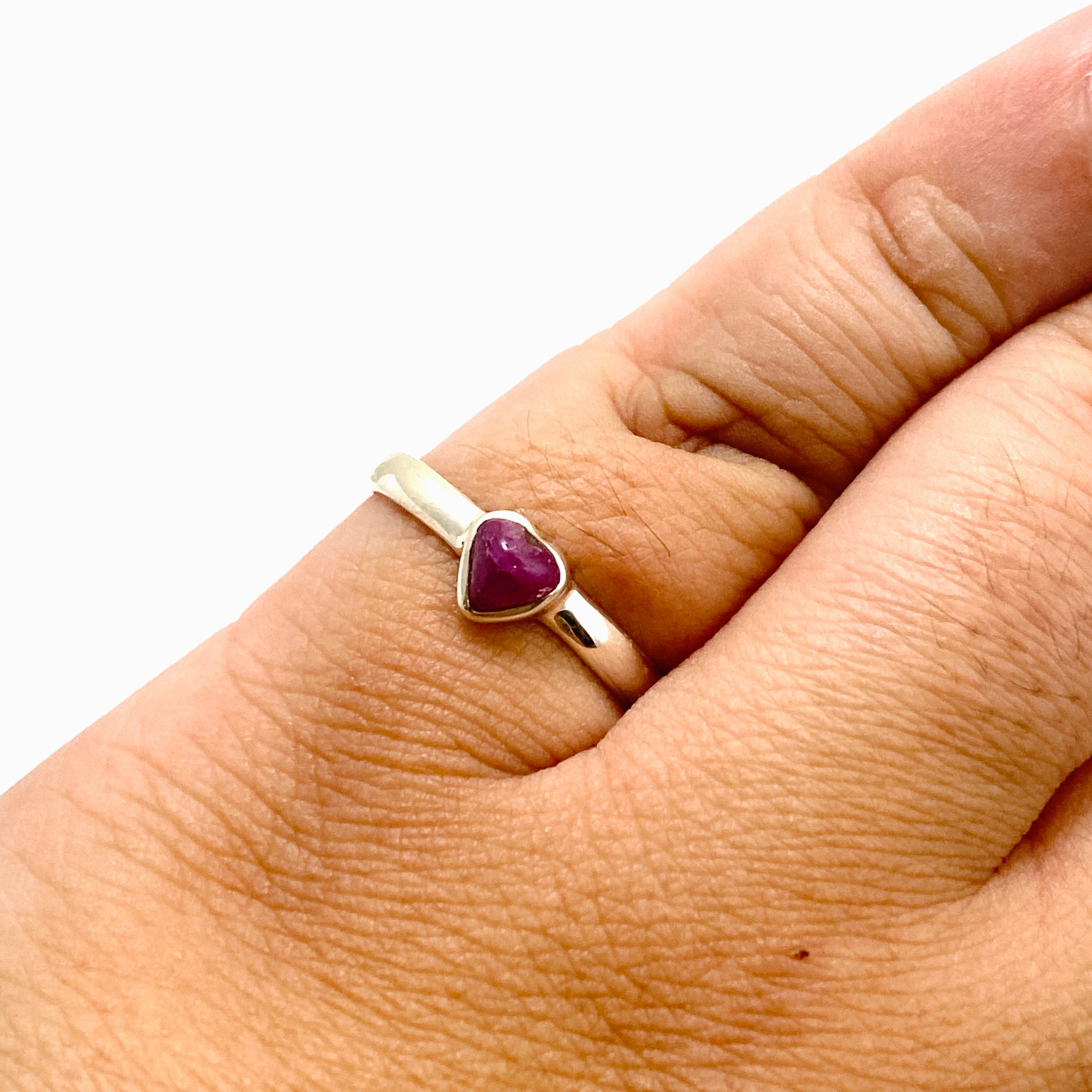 Ruby Heart Cabochon Petite Ring Size 9.5 PRGJ700 - Elegant Sterling Silver Jewelry for Women, Perfect for Valentine's Day Gifts & Romantic Occasions