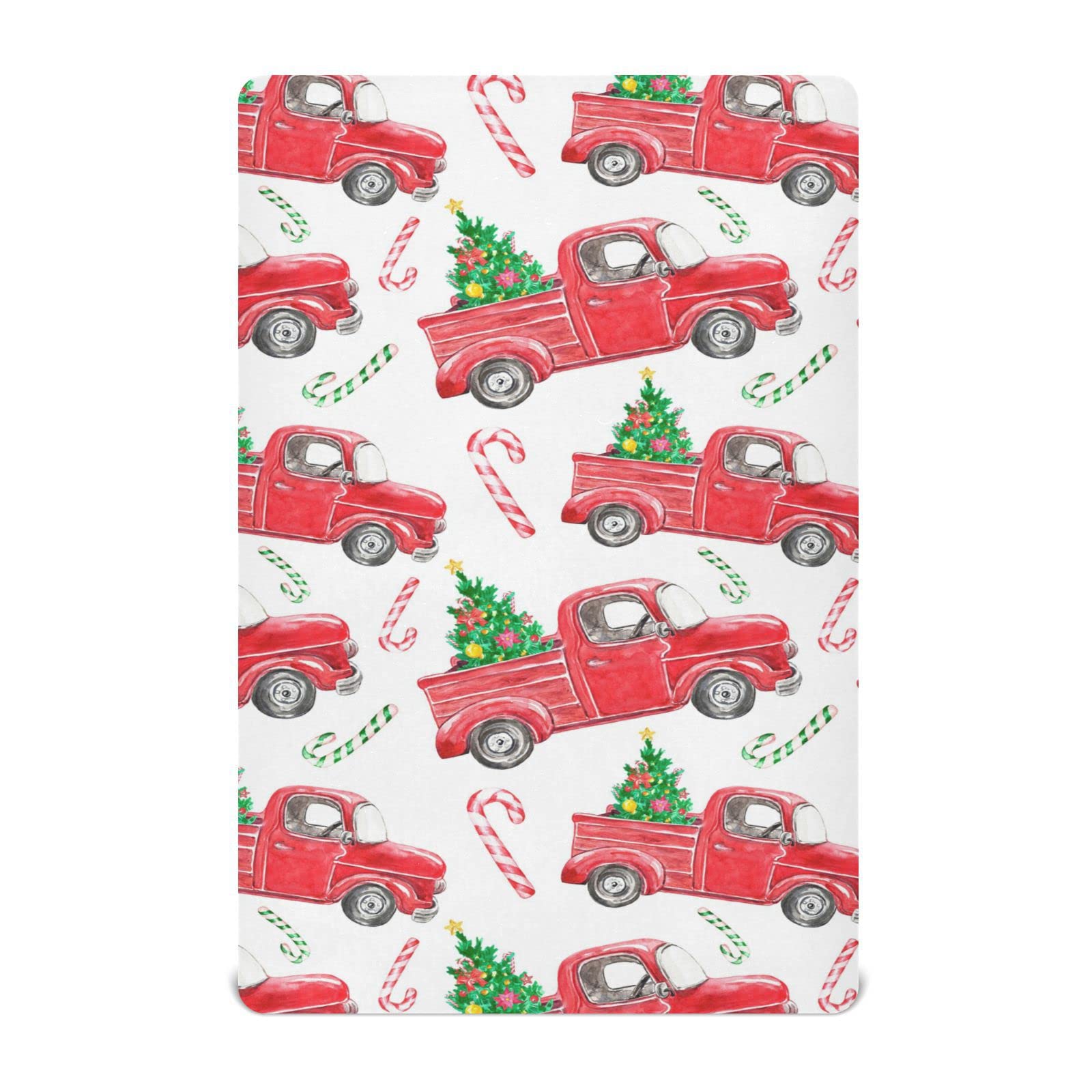 Christmas Red Truck Crib Sheets for Boys & Girls - Super Soft Pack and Play Sheets, Mini Crib Sheets & Fitted Crib Sheet (39x27IN) for Standard Crib & Toddler Mattresses - Perfect for Nursery, Baby Shower Gifts & Holiday Decor