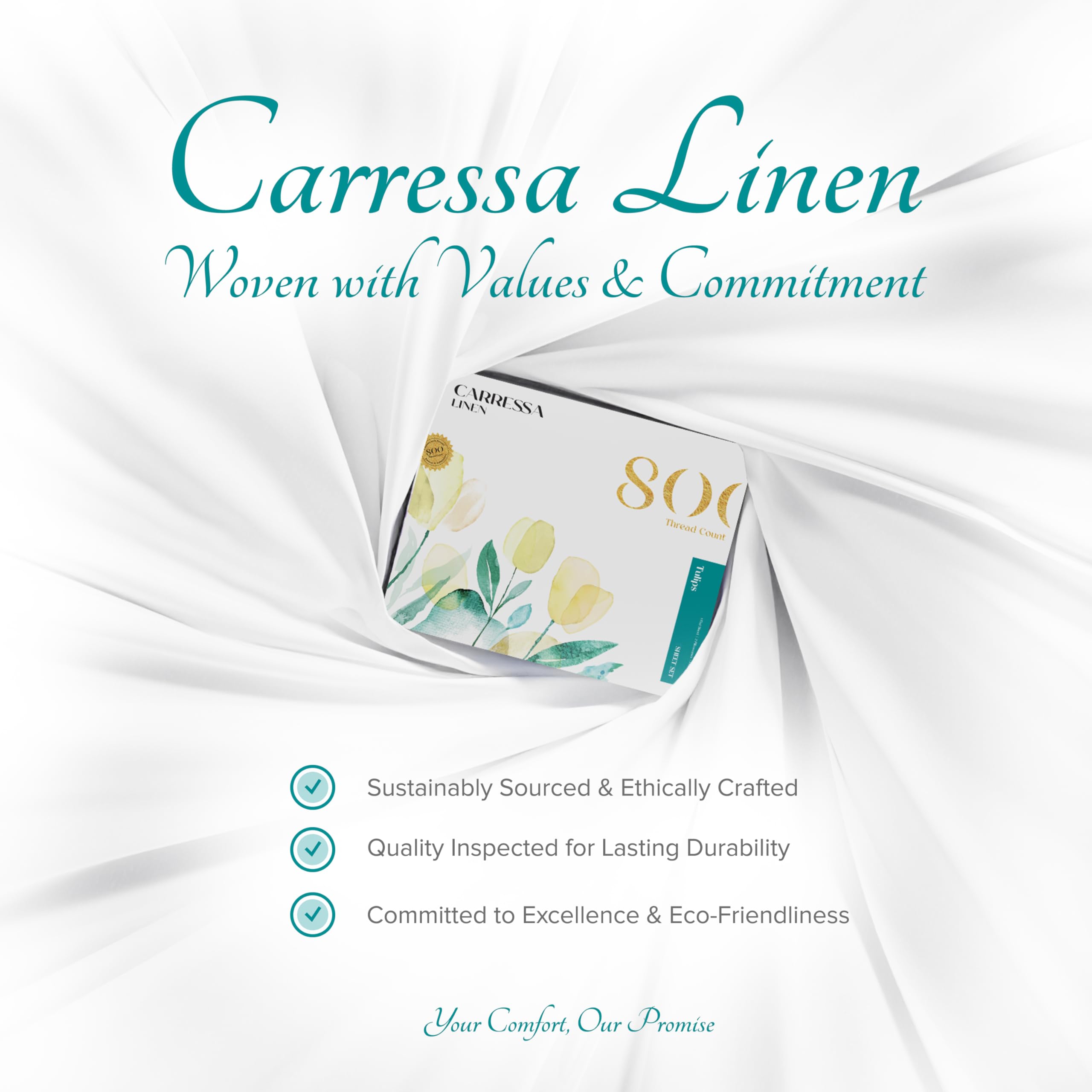 Carressa Linen 800 Thread Count Egyptian Cotton Sheet Set - 4 Piece Ivory King Size Cooling Bed Sheets for Hot Sleepers | Luxury Sateen Hotel Quality Bedding | Fits Mattress Up to 18'' Deep Pocket | Perfect for Summer Nights & Guest Bedrooms