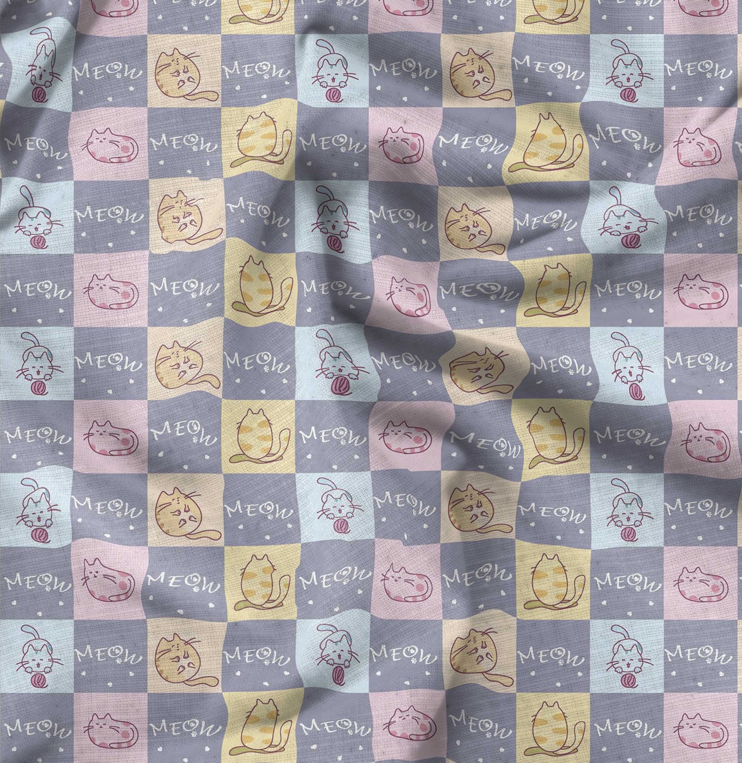 Soimoi Moss Georgette Gray Fabric by The Yard - 42 Inch Wide Textured Animal Print Fabric with Cat Design for Fashion Sewing, DIY Crafts & Home Decor - Lightweight Draping Material for Dresses, Curtains & Quilting