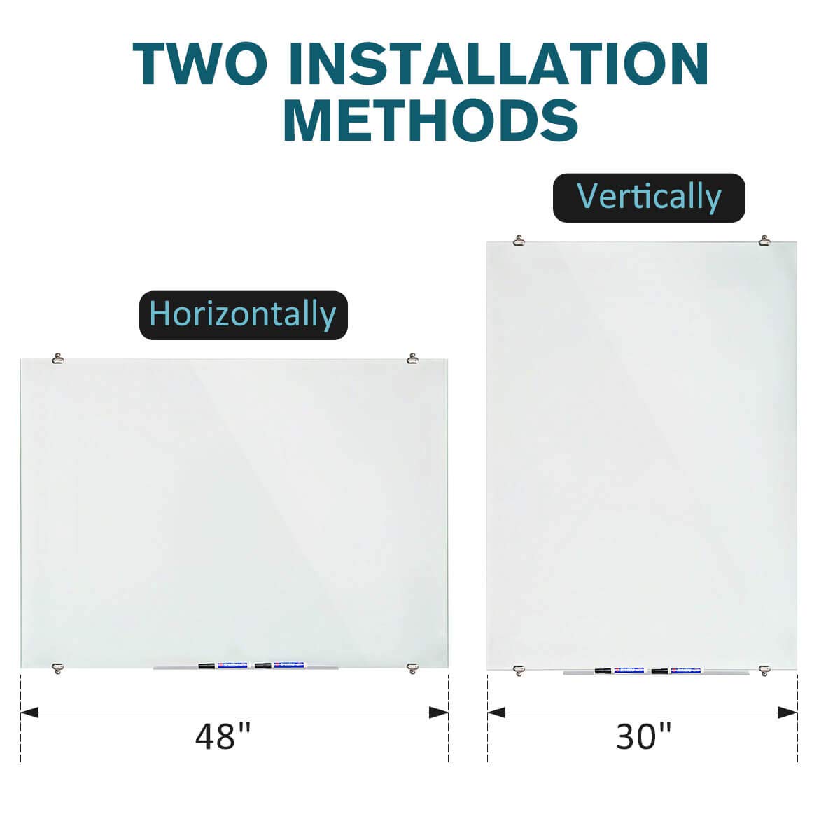 Premium Magnetic Glass Whiteboard 48x30 Inches - Large Tempered Glass Dry Erase Board for Wall Mounting | Frameless 4x3 ft Glass Whiteboard for Home Office, School & Conference Rooms | Perfect for Presentations, Brainstorming & Teaching